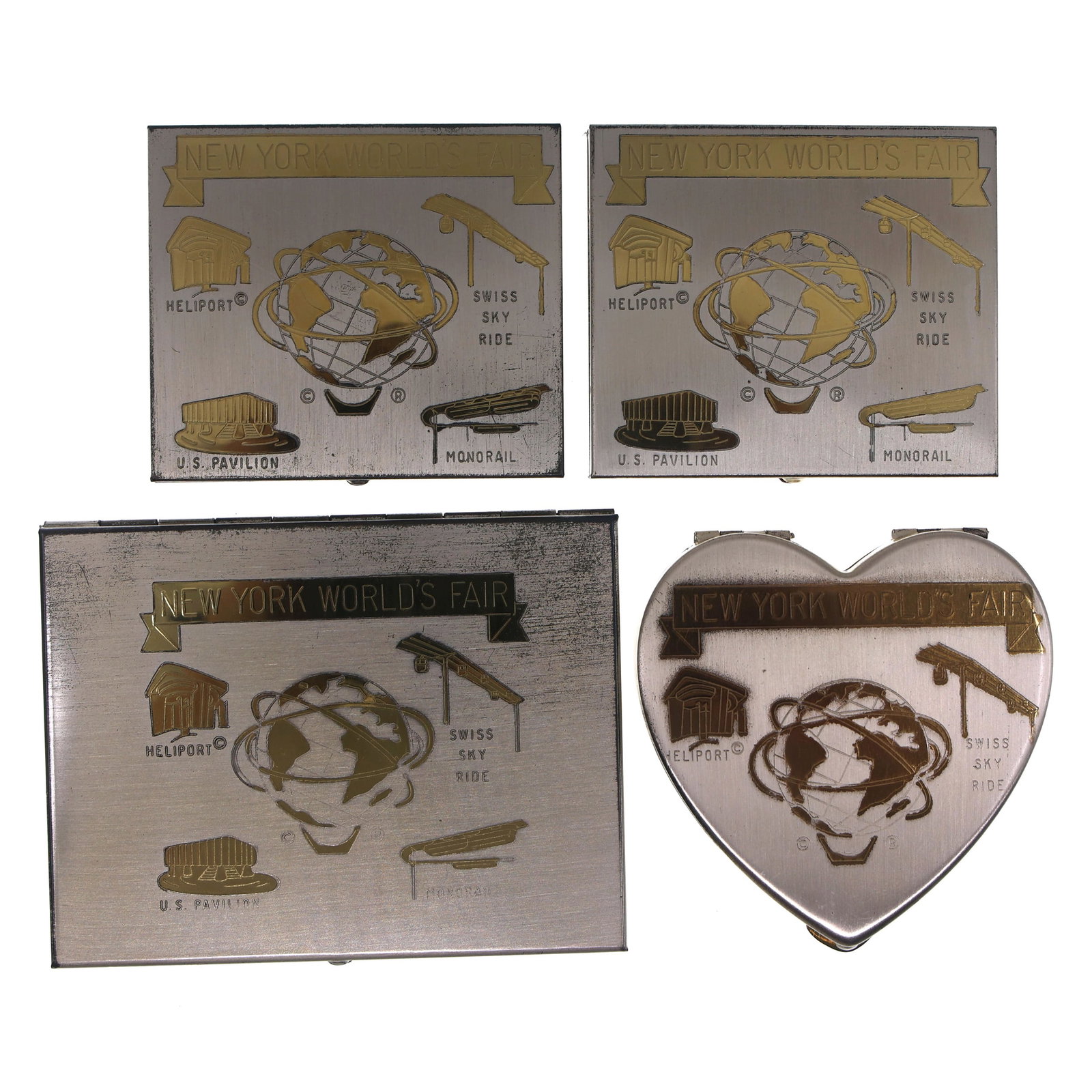 NEW YORK WORLD'S FAIR 1964 UNISPHERE COMPACTS & FRAME (1 of 12)