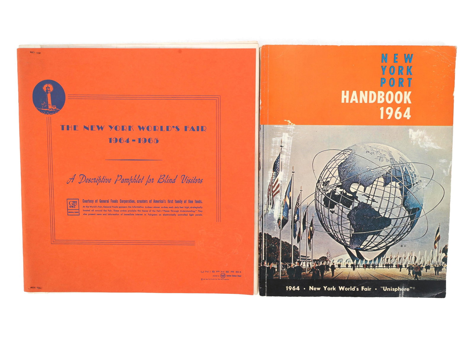 NEW YORK WORLD'S FAIR 1964 GUIDE & BRAILLE PAMPHLET: NEW YORK WORLD'S FAIR 1964 GUIDE & BRAILLE PAMPHLET 1964 New York World's Fair guide & braille pamphlet: New York Port Handbook (8" x 10.75") A Descriptive Pamphlet for Blind Visitors (10.5" x 10.