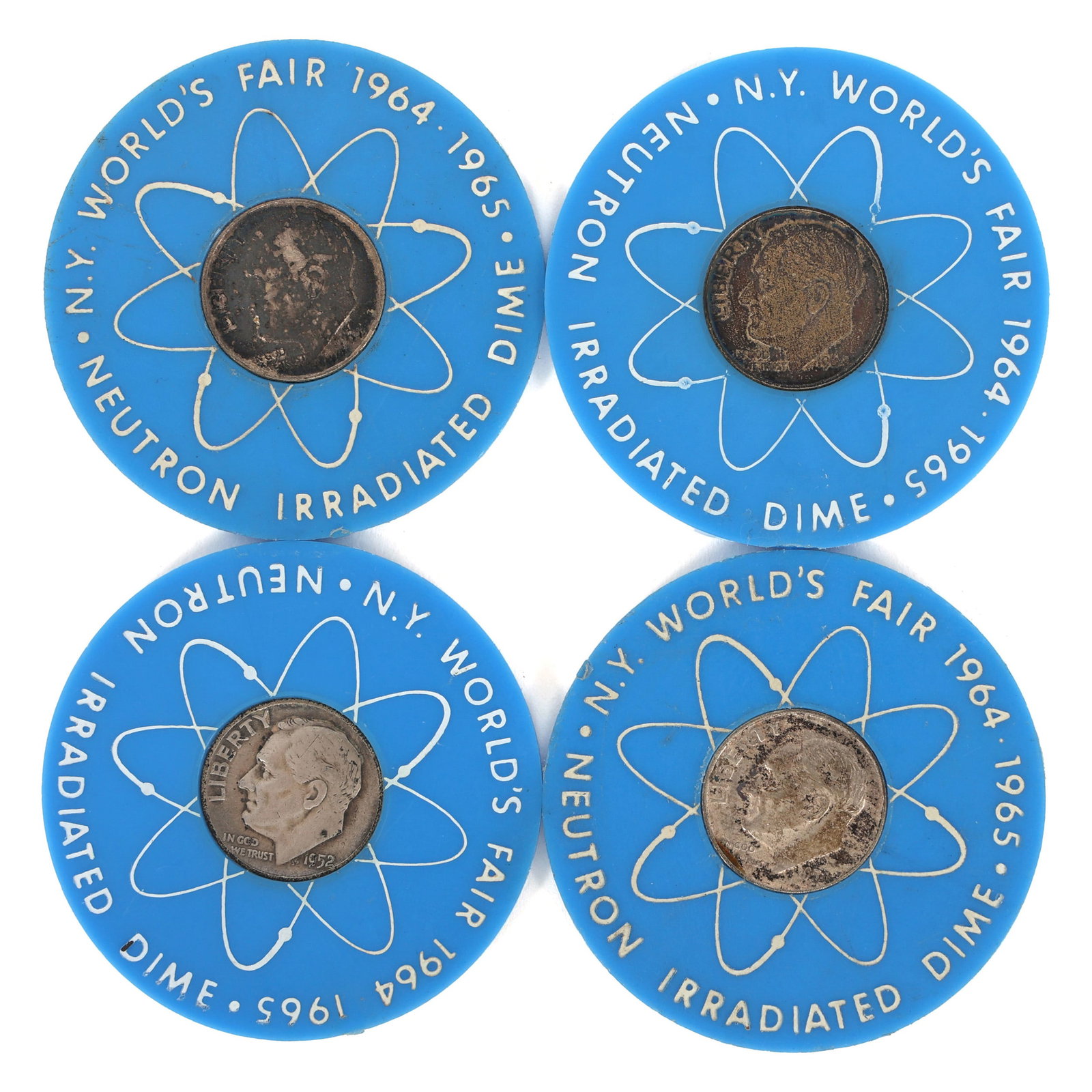 NEW YORK WORLD'S FAIR 1964 NEUTRON SILVER DIMES (1 of 2)