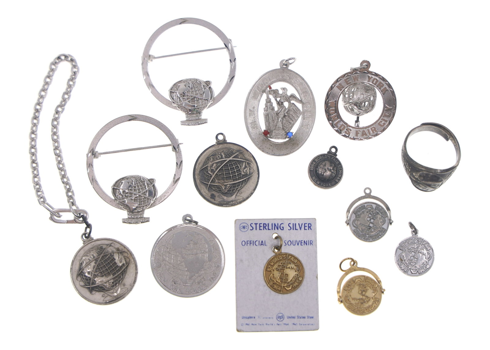 NEW YORK WORLD'S FAIR 1964 STERLING SILVER JEWELRY (1 of 7)