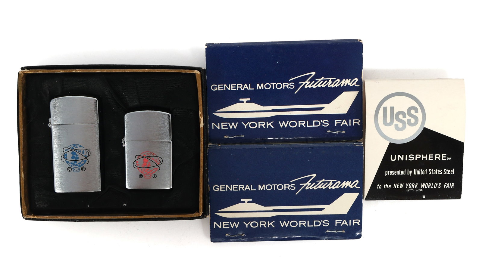 NEW YORK WORLD'S FAIR 1964 SOUVENIR LIGHTERS & MATCHES (1 of 2)