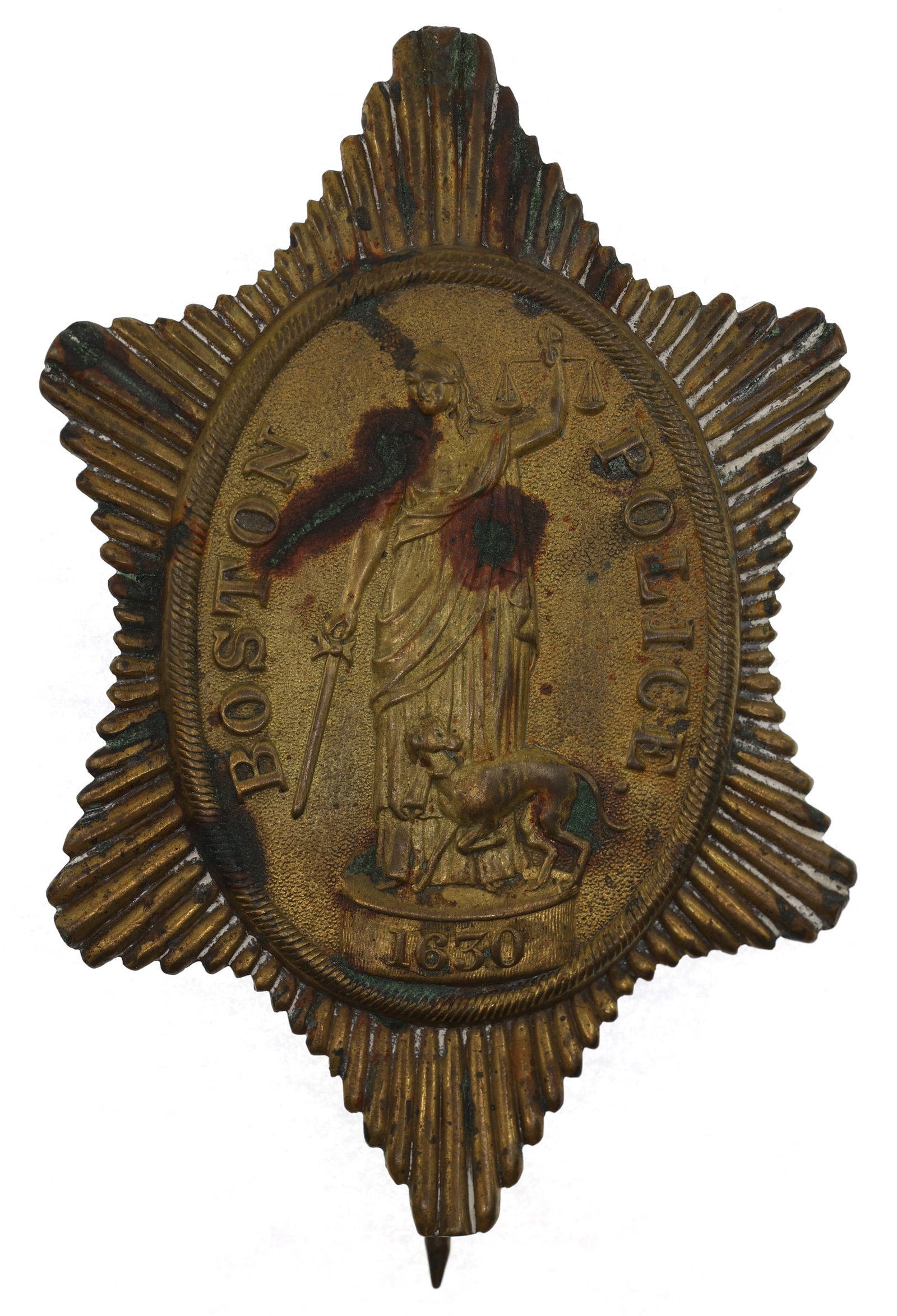 OBSOLETE 19TH C. BOSTON POLICE BADGE (1 of 5)