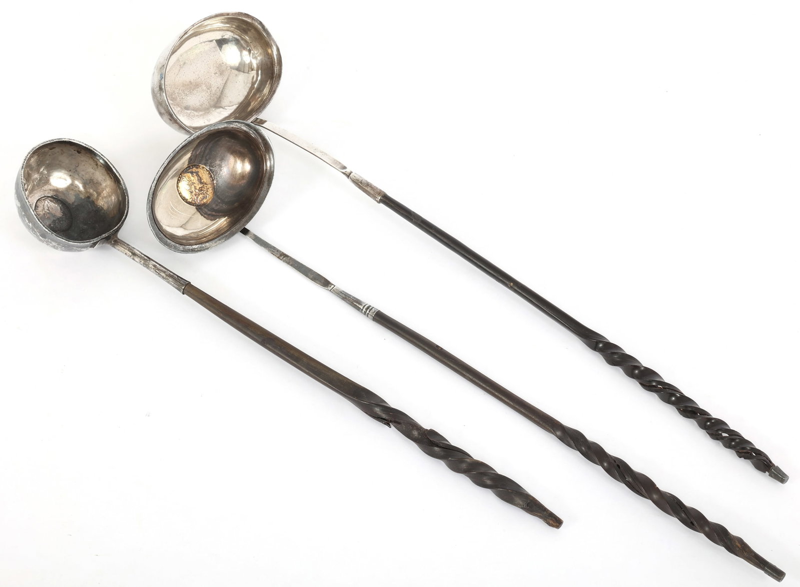 STERLING SILVER TODDY LADLES WITH HORN HANDLES (1 of 7)