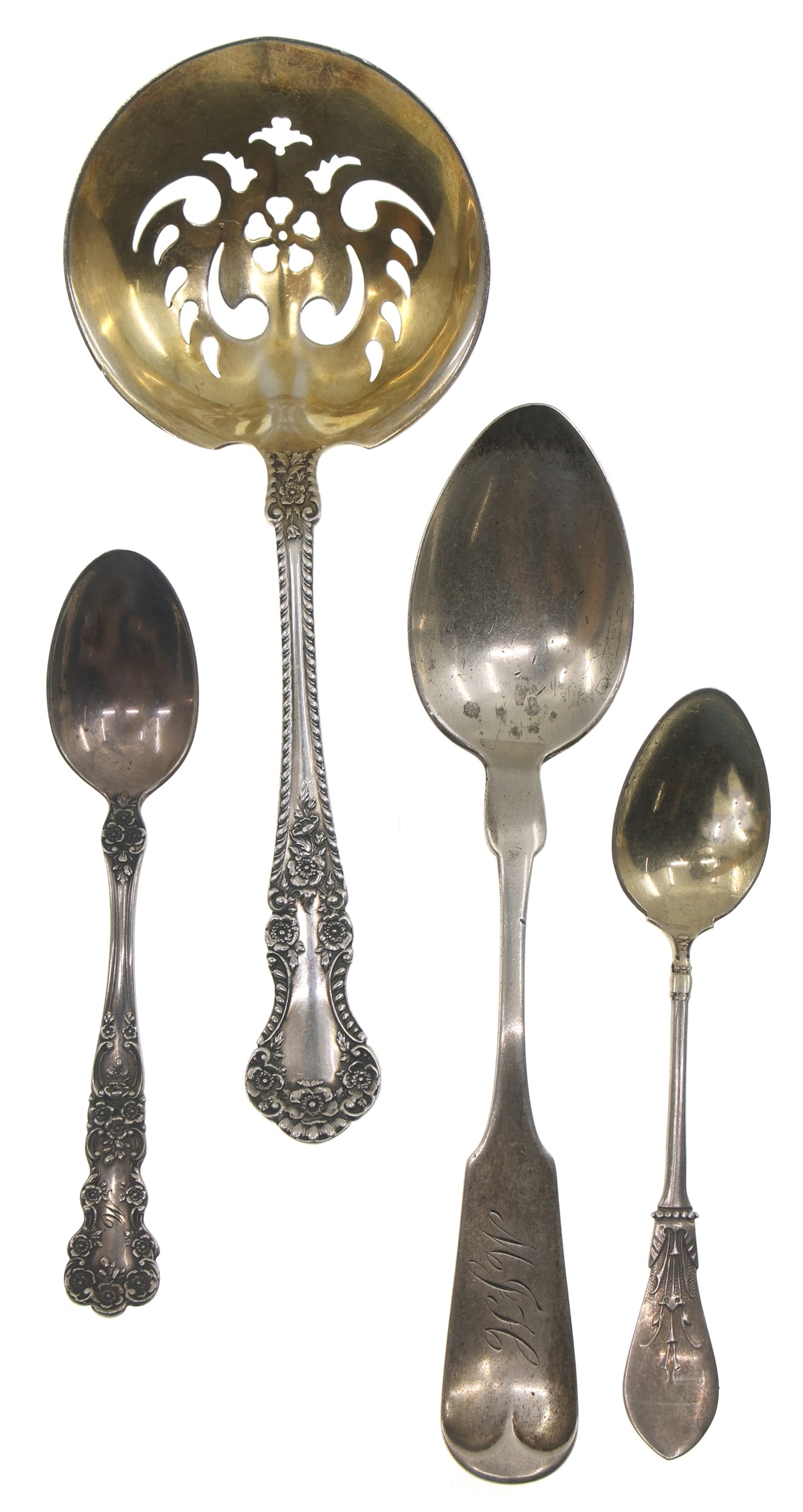 GORHAM STERLING SILVER DEMITASSE, TEA, & PIERCED SPOONS (1 of 9)