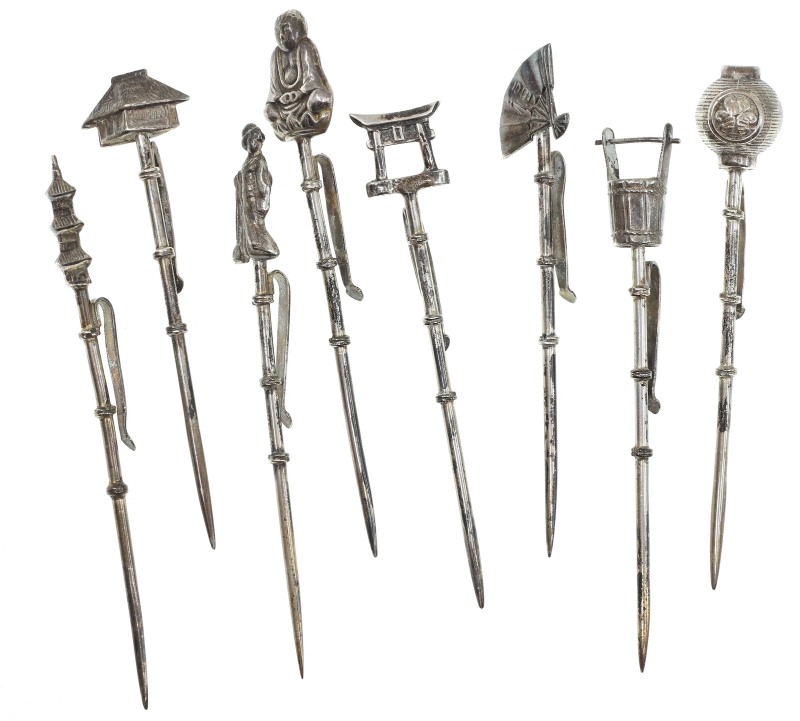 STERLING SILVER ASIAN ARTS FINIAL COCKTAIL PICKS (1 of 6)
