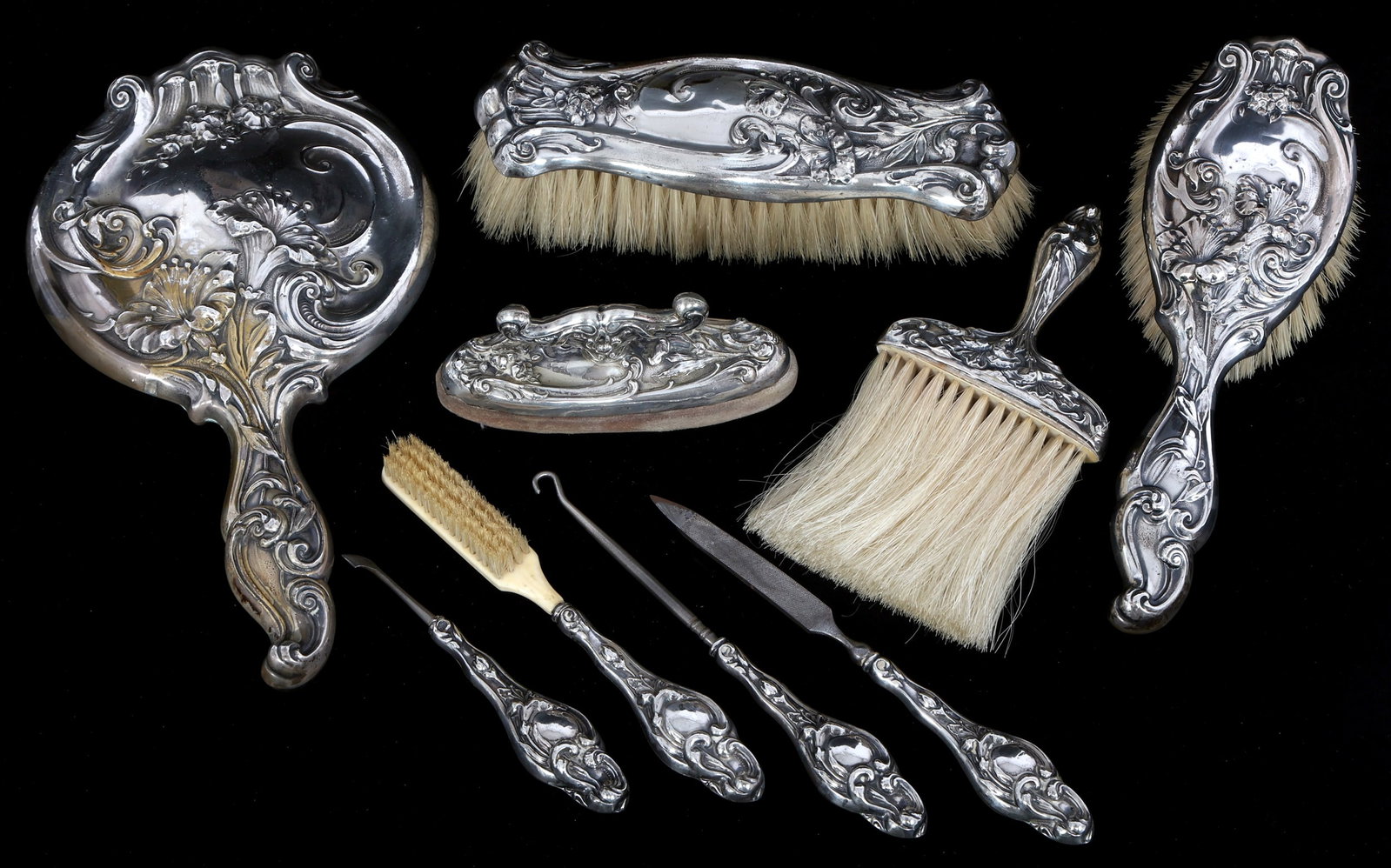 STERLING SILVER SCHMITZ MOORE & CO. VANITY/DRESSER SET (1 of 11)