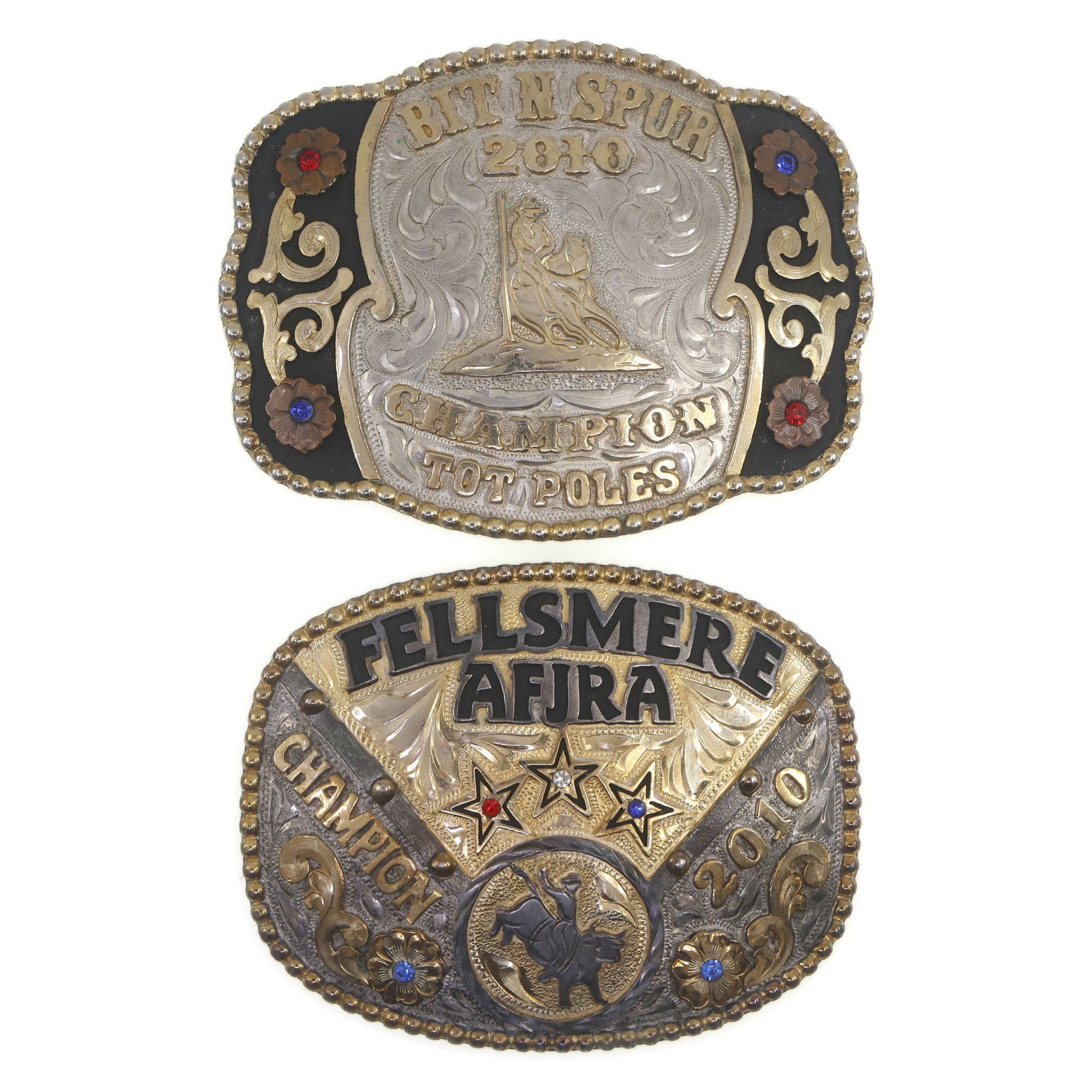 2010 SILVER-PLATED AFJRA CHAMPION AWARD BELT BUCKLES (1 of 5)