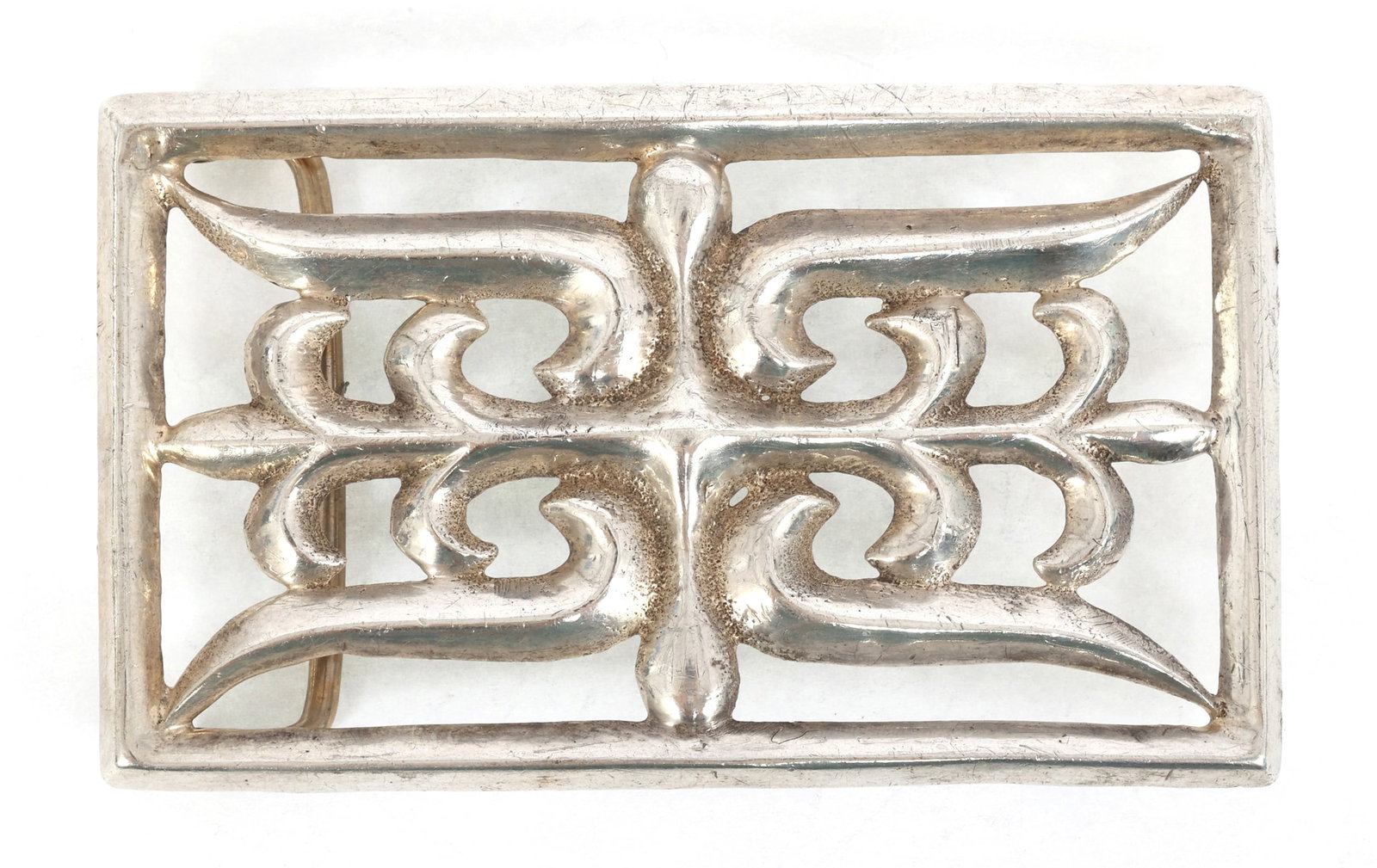 STERLING SILVER SANDCAST DECORATIVE BELT BUCKLE (1 of 2)