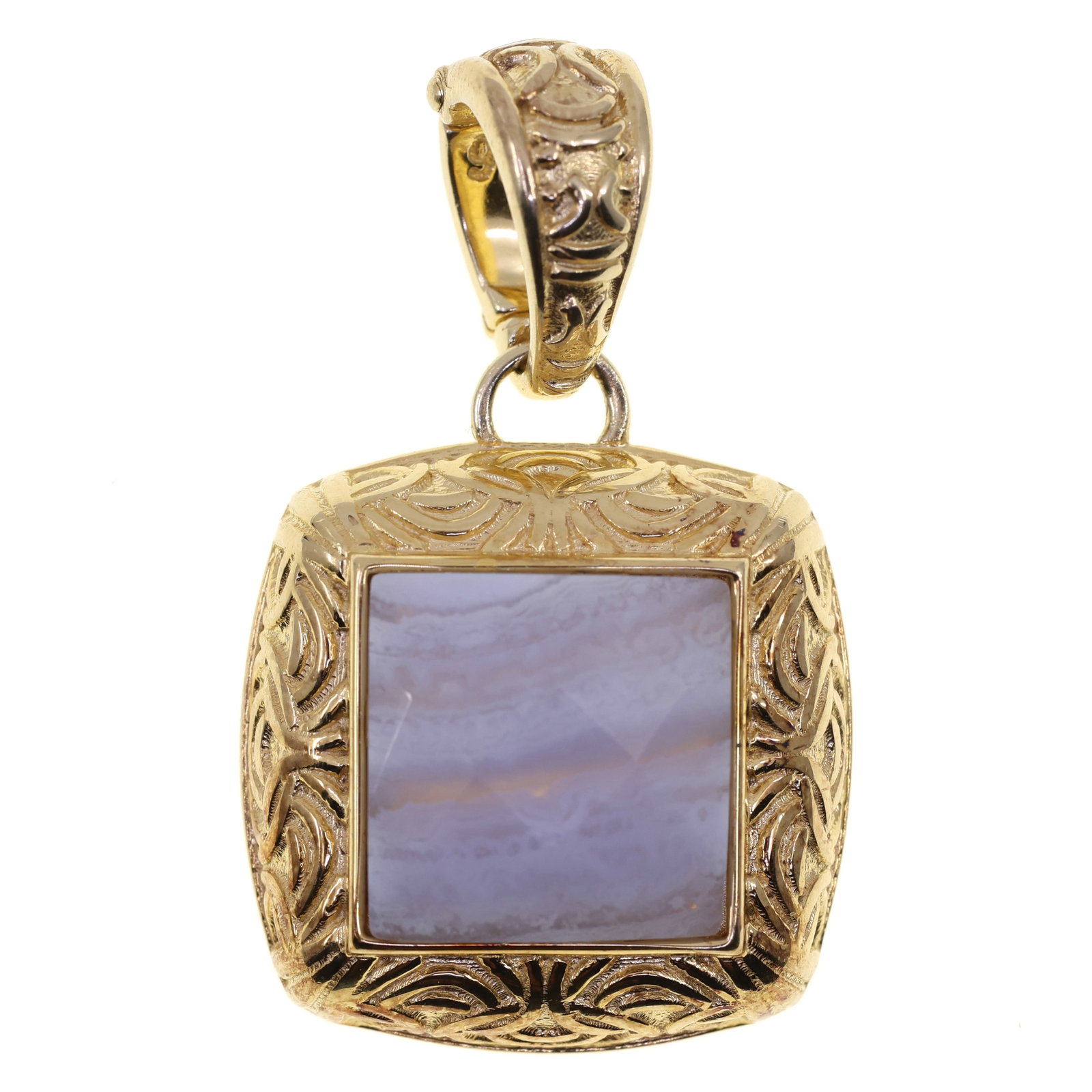 STERLING SILVER VERMEIL BLUE BANDED AGATE PENDANT (1 of 3)