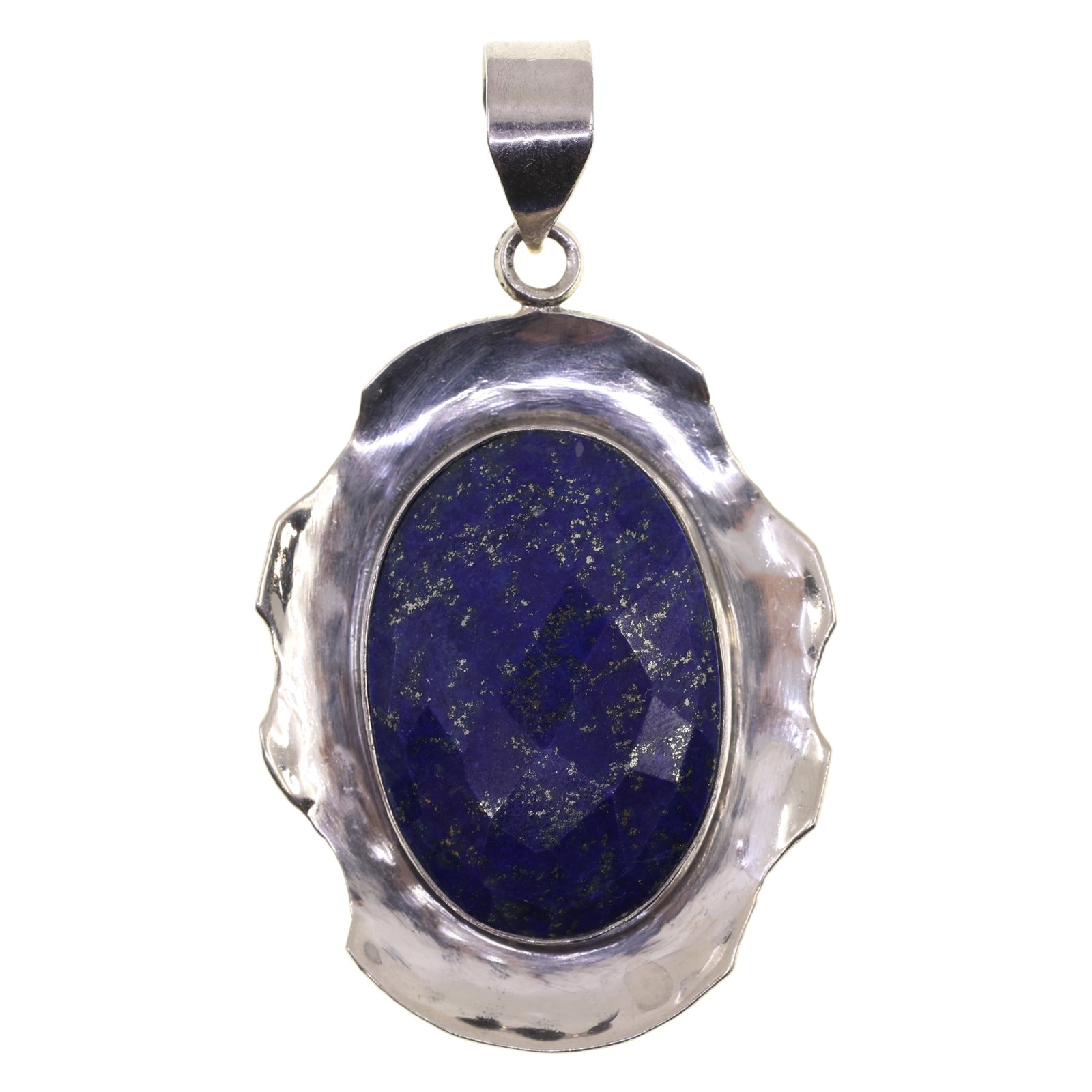 STERLING SILVER LAPIS LAZULI PENDANT: STERLING SILVER LAPIS LAZULI PENDANT Sterling silver oval lapis lazuli pendant Size: 39mm x 27.50mm Weight: 31g IMPORTANT NOTE - PLEASE READ: REGARDING OUR IN-HOUSE SHIPPING & INVOICING Shipping