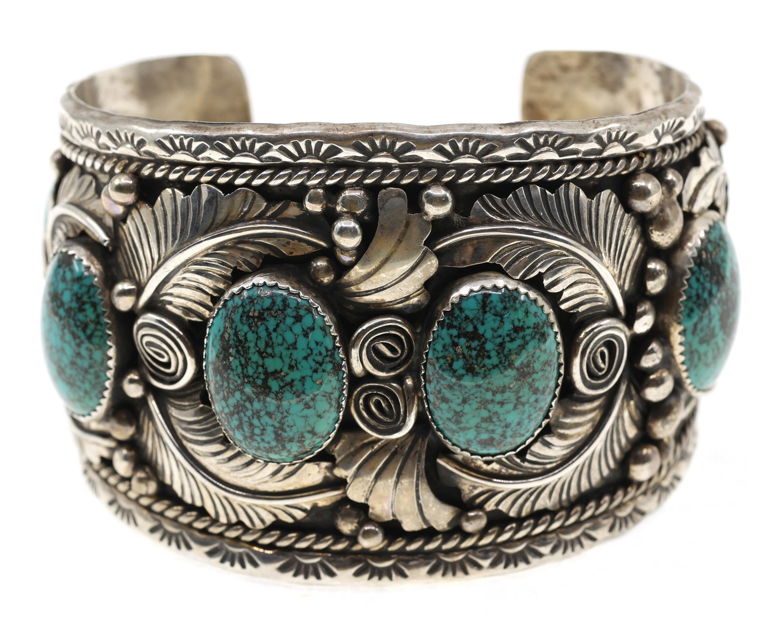 STERLING SILVER GILBERT ADAKAI TURQUOISE CUFF BRACELET (1 of 6)