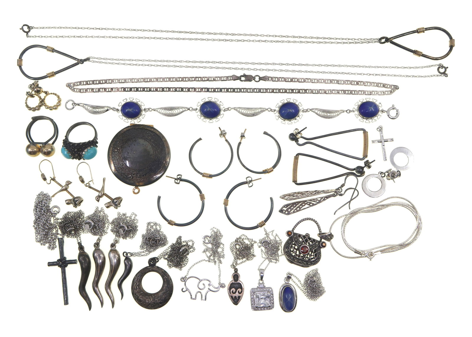 STERLING SILVER CHAINS, PENDANTS, EARRINGS, & RINGS (1 of 4)