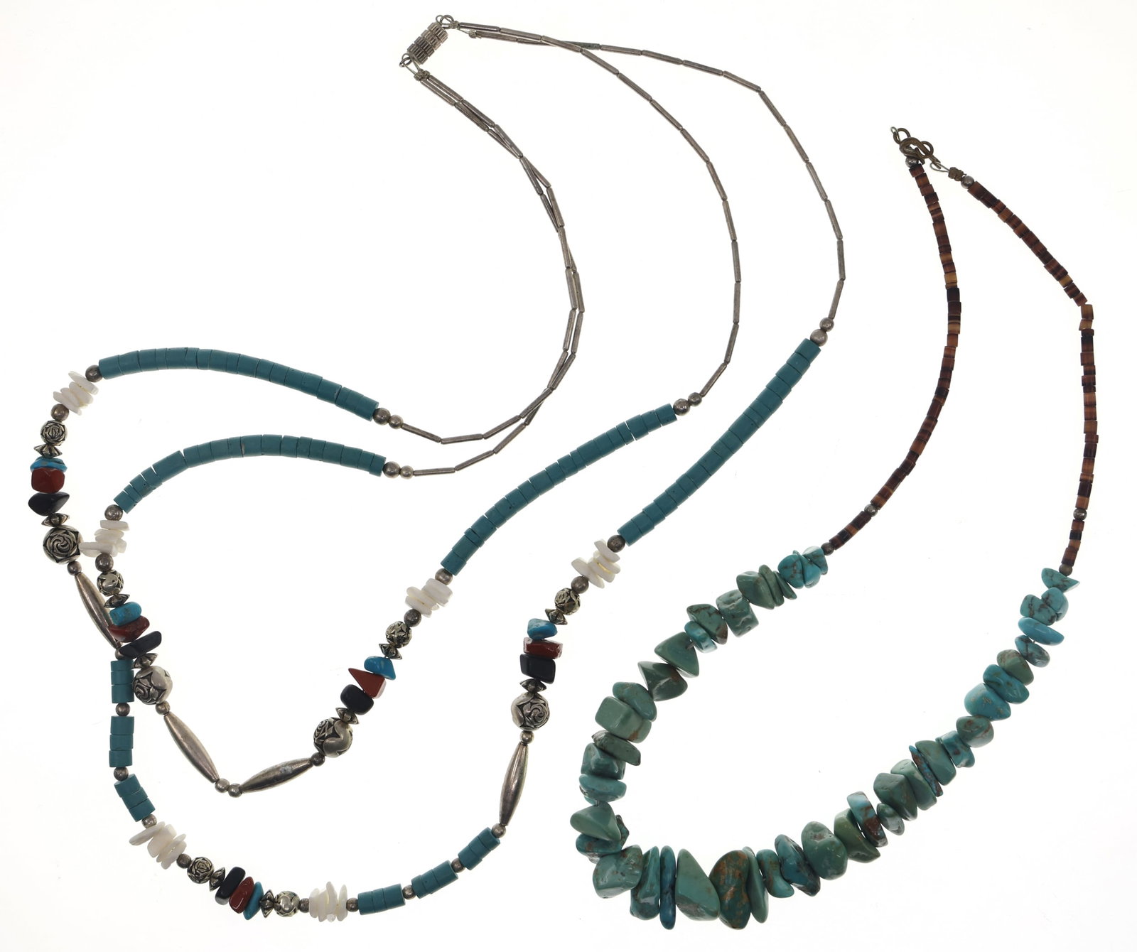 BEADED TURQUOISE STERLING SILVER NECKLACES (1 of 5)