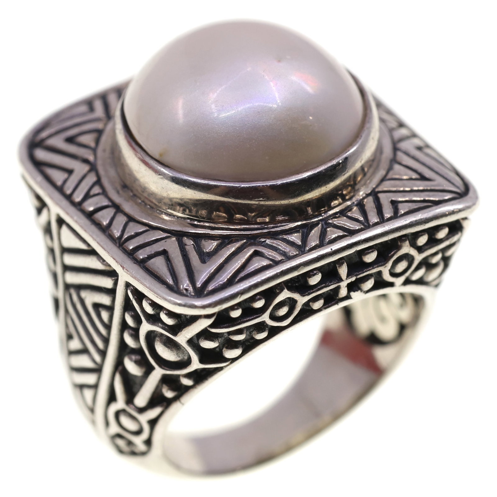 STERLING SILVER MABE PEARL COCKTAIL RING (1 of 6)