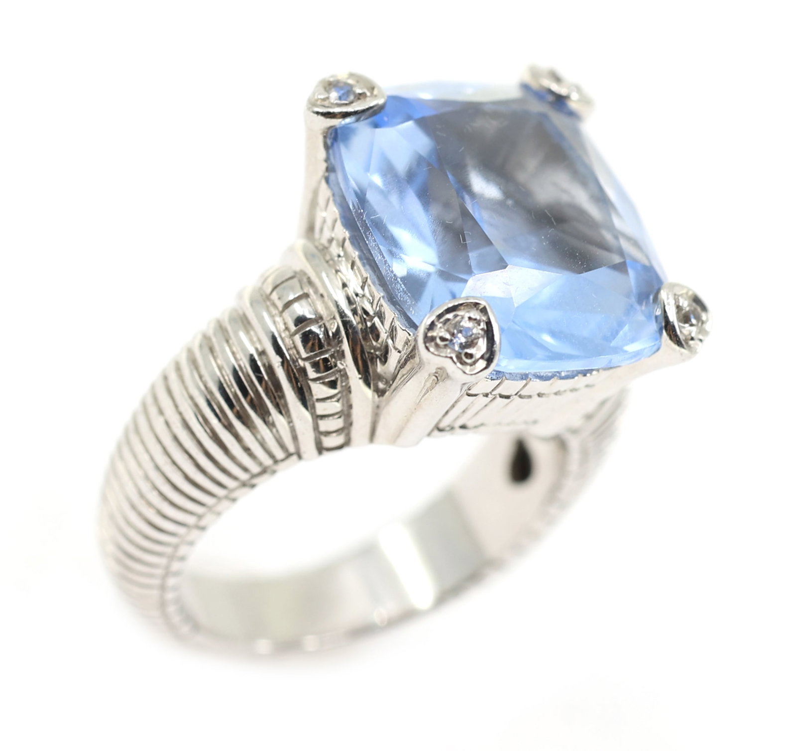 STERLING SILVER JUDITH RIPKA BLUE QUARTZ COCKTAIL RING (1 of 7)
