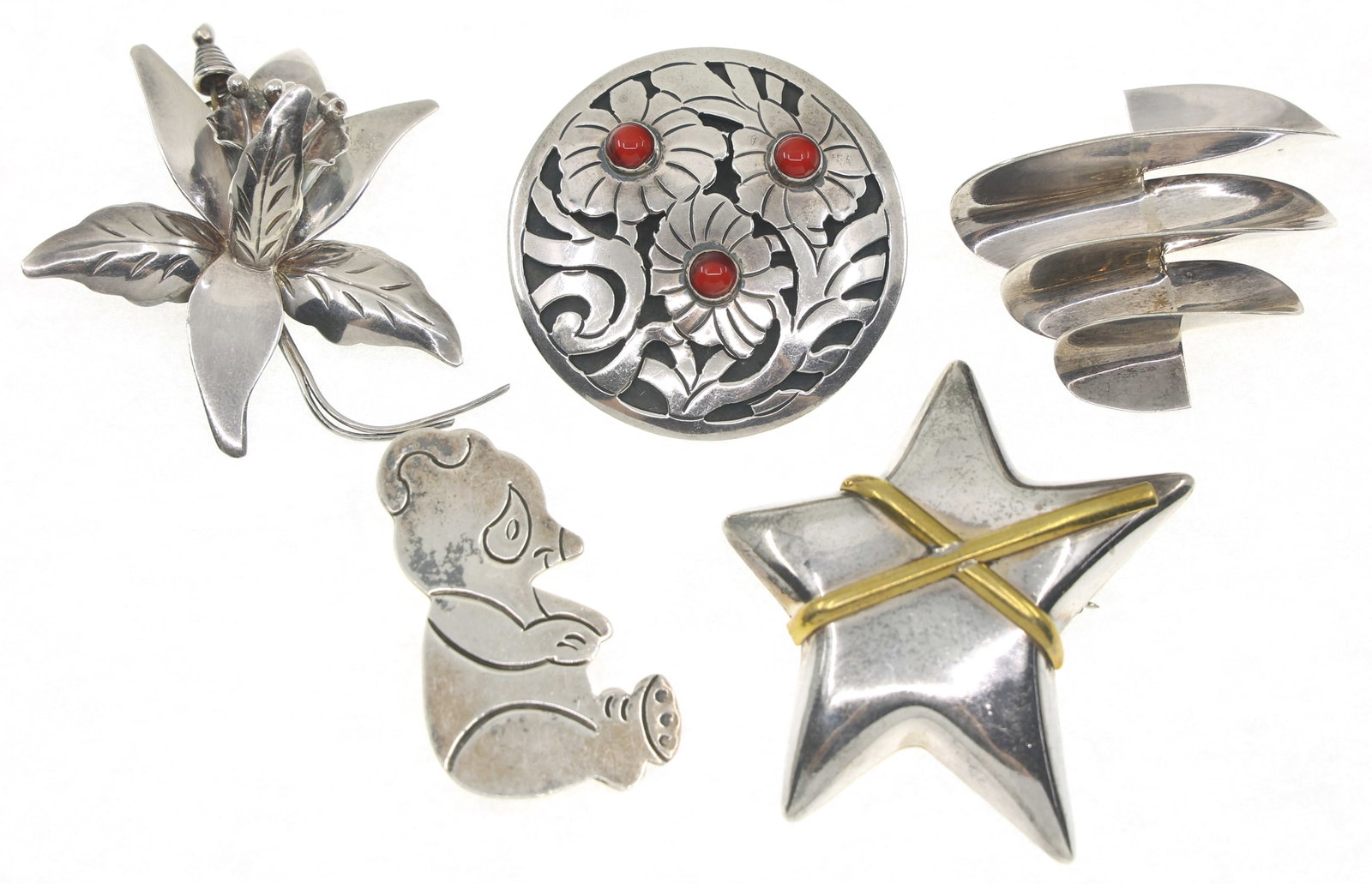STERLING SILVER TAXCO BROOCHES & BROOCH-PENDANT (1 of 8)