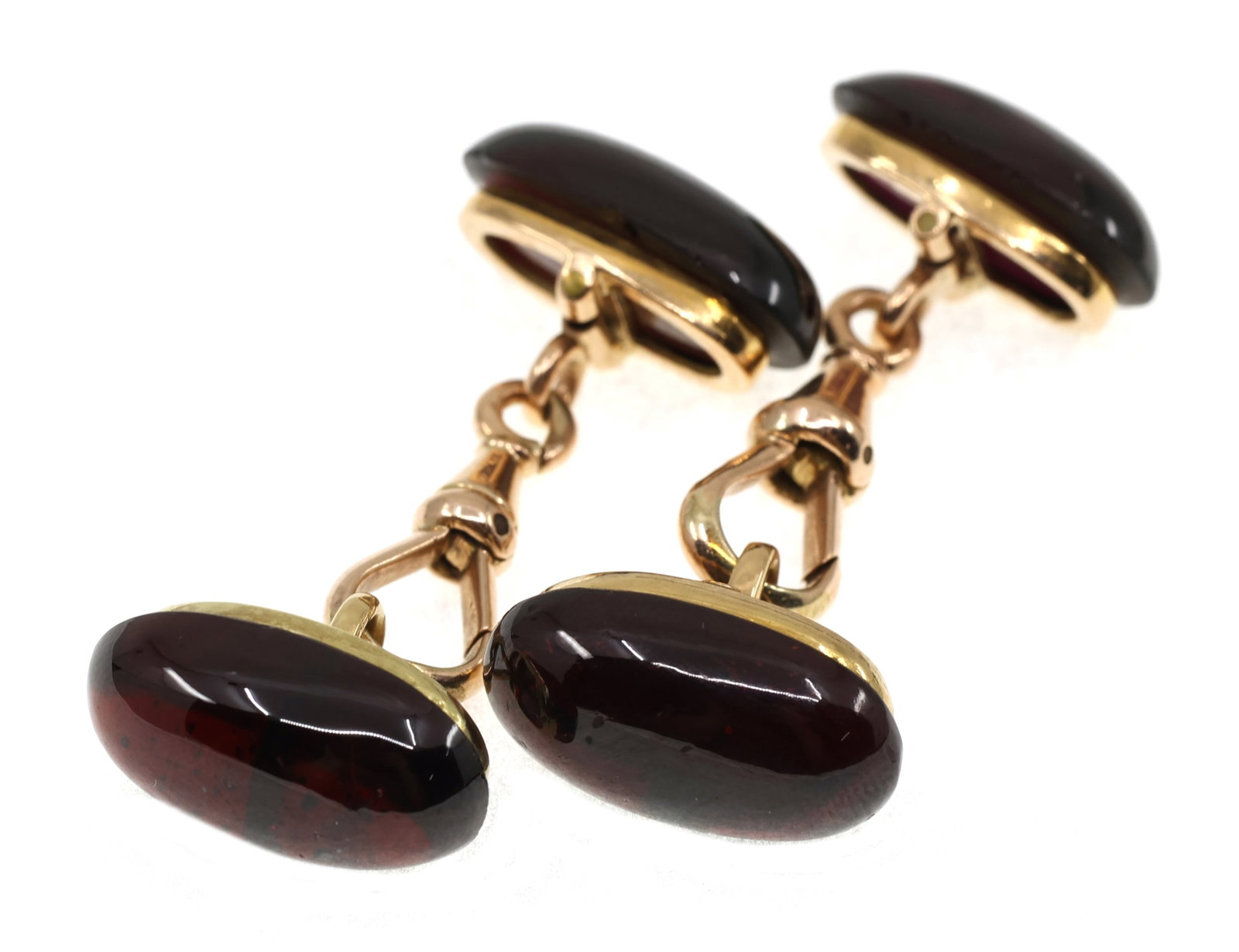 .750 SILVER OVAL CABOCHON GARNET CUFFLINKS (1 of 3)