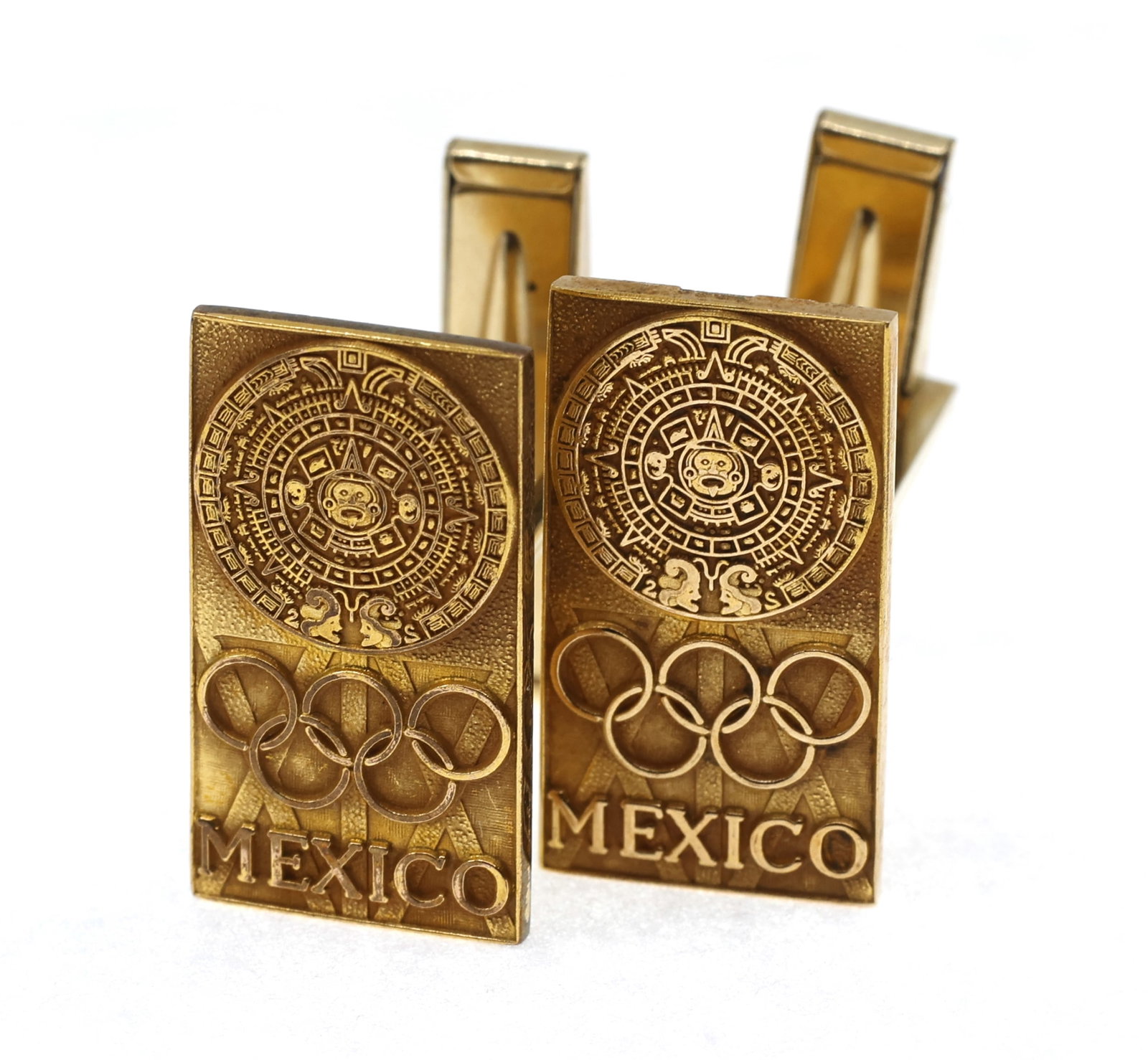10K YELLOW GOLD TOP MEXICO OLYMPICS CUFFLINKS (1 of 7)