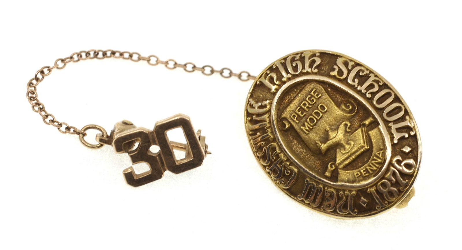 10K YELLOW GOLD 1930 HIGHSCHOOL GRADUATION PIN: 10K YELLOW GOLD 1930 HIGHSCHOOL GRADUATION PIN 10K yellow gold 1930 Newcastle High School graduation pin. Weight: 3g IMPORTANT NOTE - PLEASE READ: REGARDING OUR IN-HOUSE SHIPPING & INVOICING