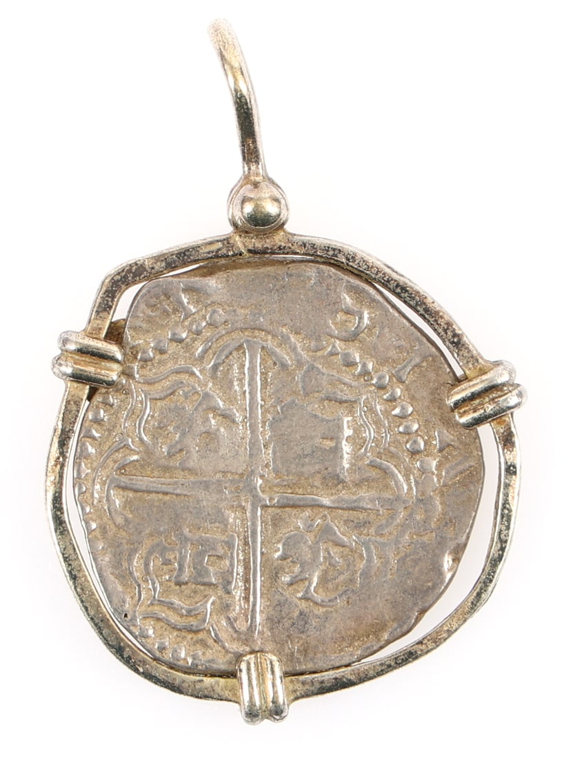 SPANISH SILVER ATOCHA SHIPWRECK COIN PENDANT (1 of 3)