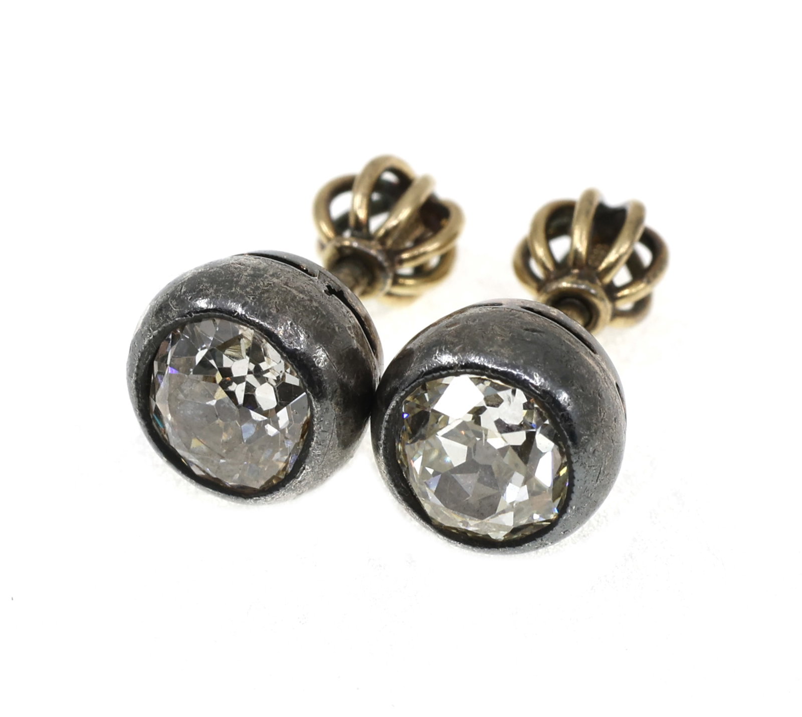10K WHITE GOLD 1.12 CTW DIAMOND SOLITAIRE STUD EARRINGS (1 of 6)