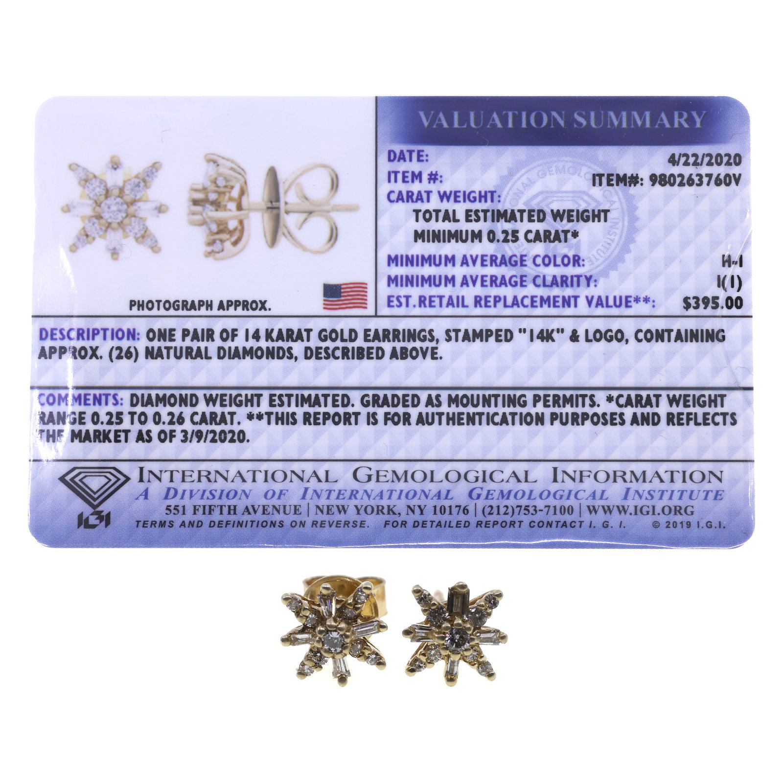 14K YELLOW GOLD 0.25 CTW DIAMOND STARBURST EARRINGS: 14K YELLOW GOLD 0.25 CTW DIAMOND STARBURST EARRINGS 14K yellow gold 0.25 ctw diamond starburst earrings: Each includes: (13) accent diamonds Color: H-I Clarity: I1