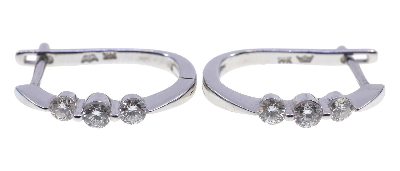 14K WHITE GOLD 0.54 CTW DIAMOND HUGGIE HOOP EARRINGS (1 of 5)