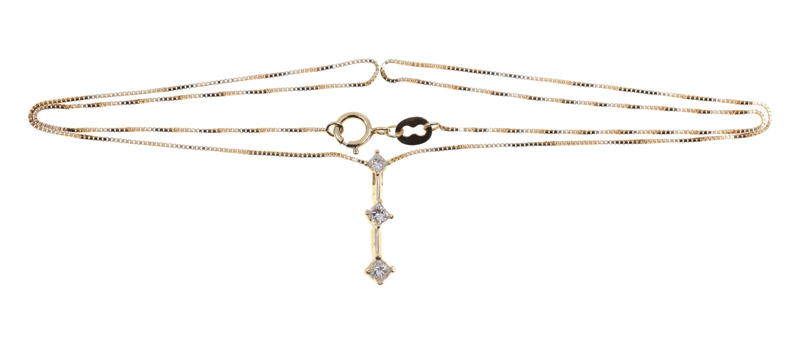 14K YELLOW GOLD 0.28 CT DIAMOND PENDANT W/ BOX CHAIN (1 of 4)