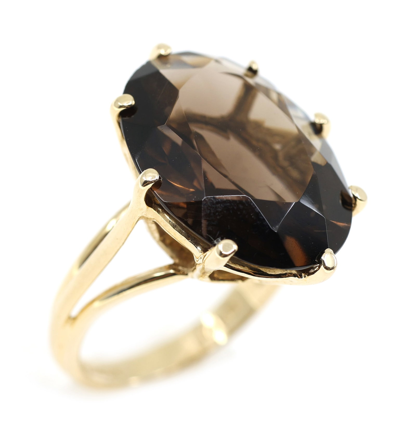 10K YELLOW GOLD SMOKY QUARTZ COCKTAIL RING (1 of 4)