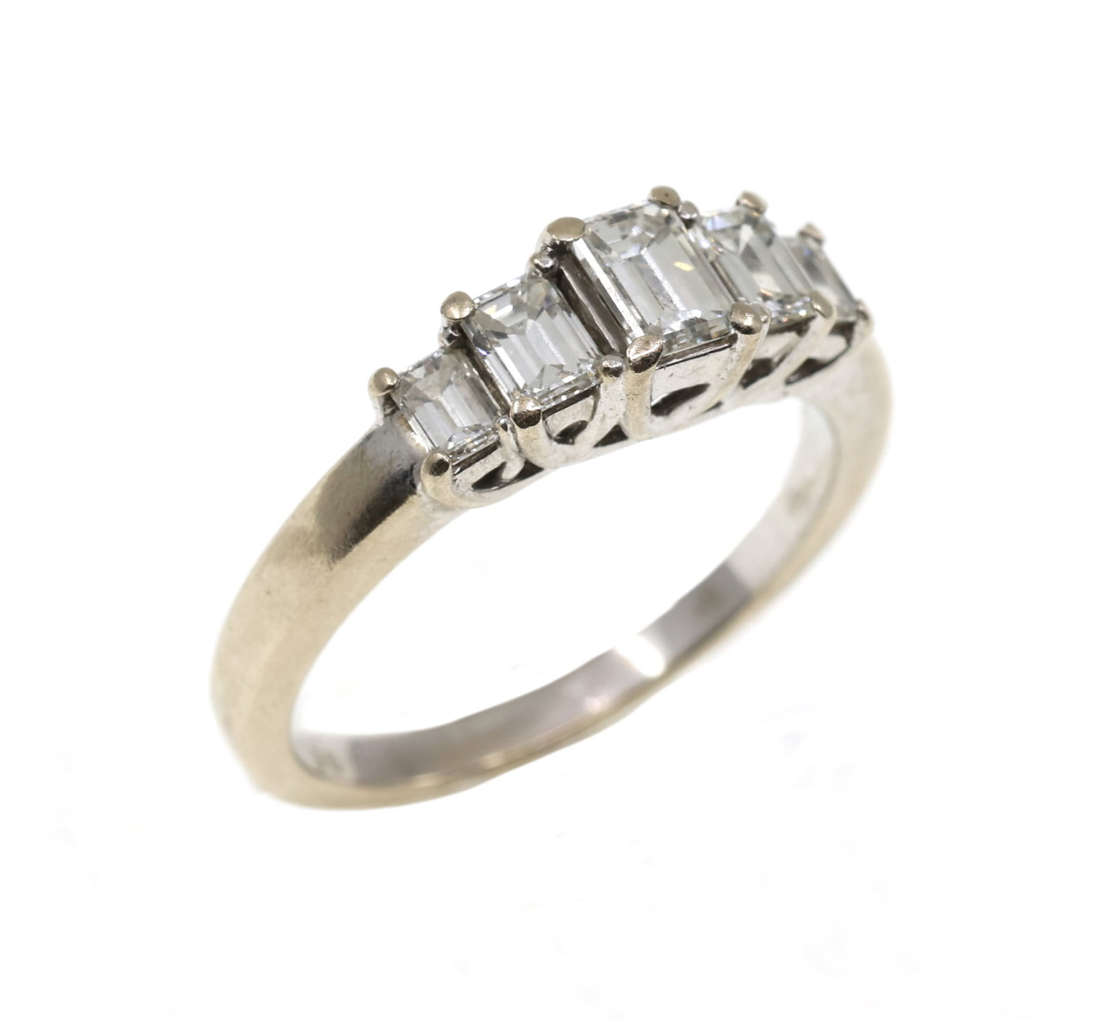 14K WHITE GOLD 0.98 CTW EMERALD-CUT DIAMOND RING (1 of 5)