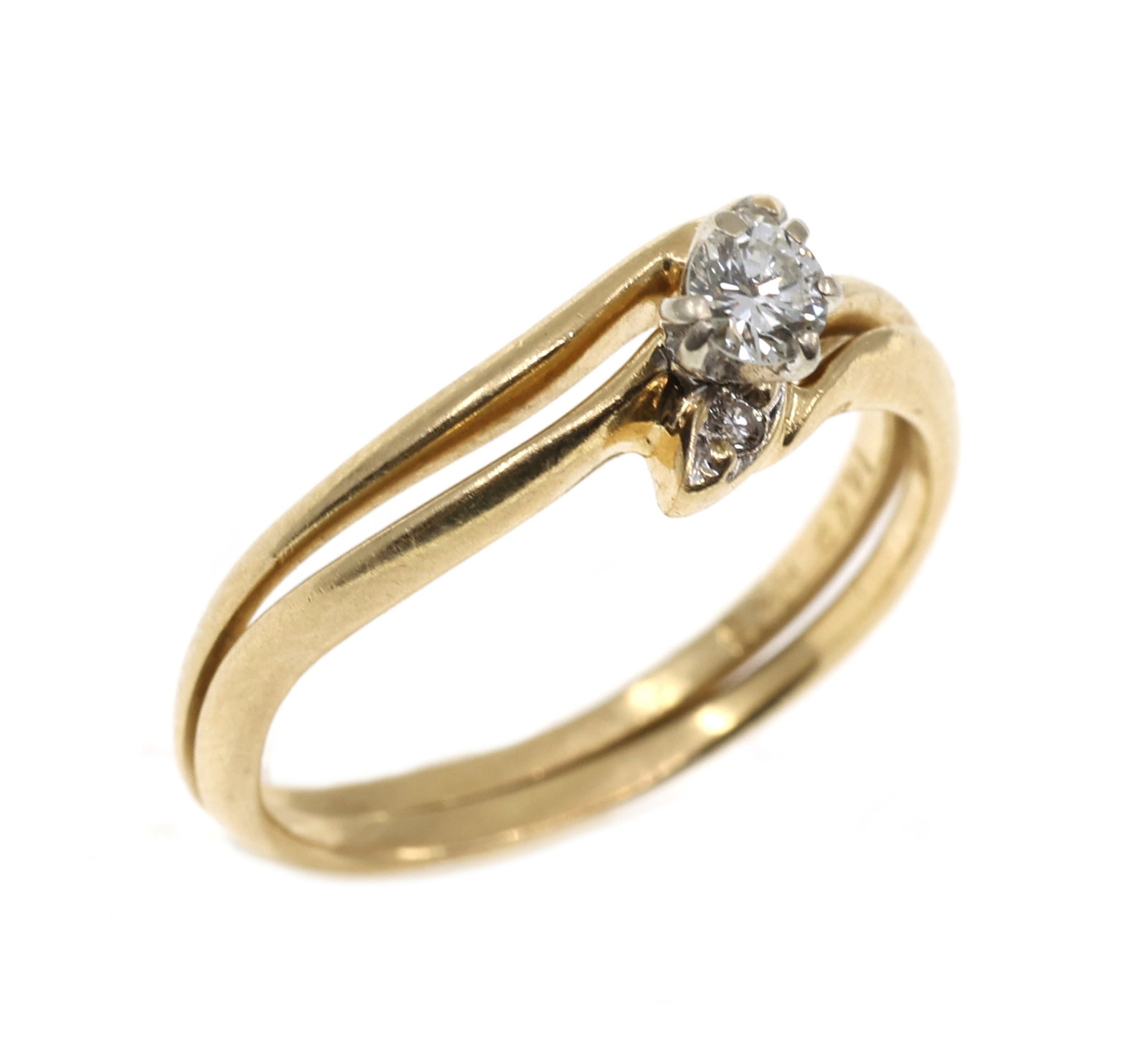 14K YELLOW GOLD 0.16 CTW DIAMOND WEDDING RING SET (1 of 6)