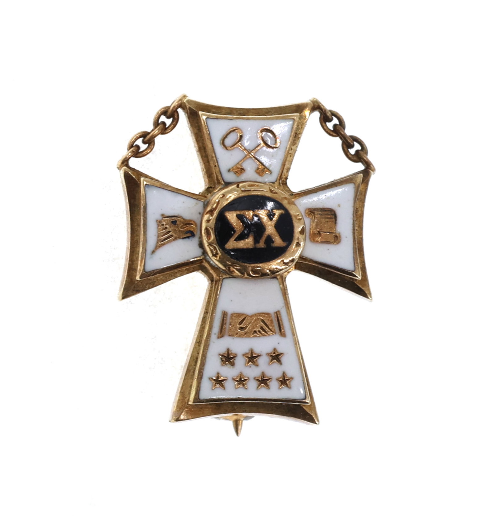 10K YELLOW GOLD SIGMA CHI FRATERNITY CROSS PIN (1 of 3)