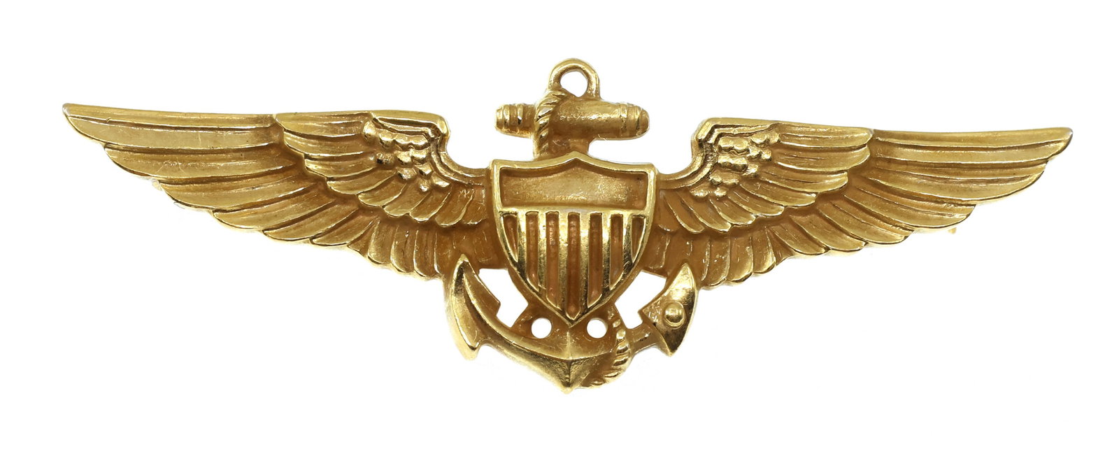 10K YELLOW GOLD US NAVAL AVIATOR WINGS PIN (1 of 2)