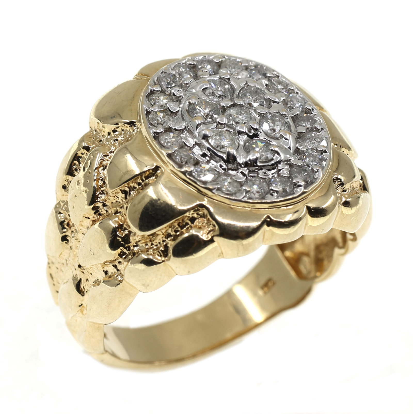 MEN'S 10K YELLOW GOLD 0.75 CTW DIAMOND NUGGET RING (1 of 4)