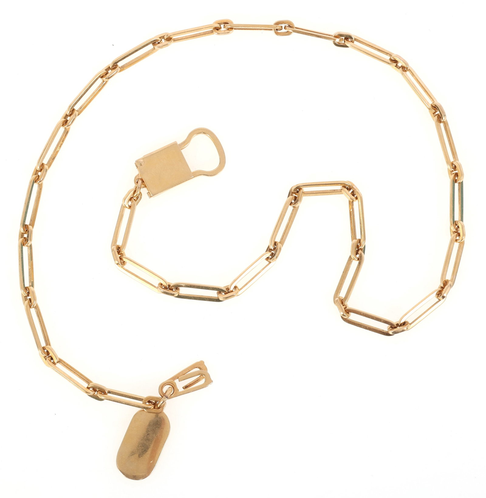 14K YELLOW GOLD POCKET WATCH FOB: 14K YELLOW GOLD POCKET WATCH FOB 14K yellow gold pocket watch fob, 17" total length. Material: 14K gold Weight: 20g IMPORTANT NOTE - PLEASE READ: REGARDING OUR IN-HOUSE SHIPPING & INVOICING Ship