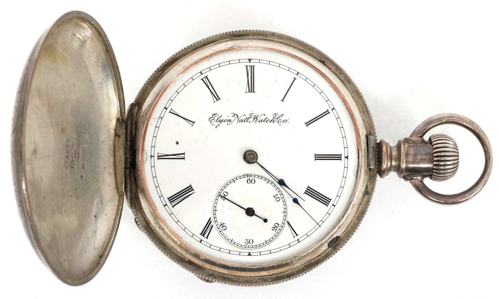 ELGIN COIN SILVER HUNTER'S CASE POCKET WATCH (1 of 8)