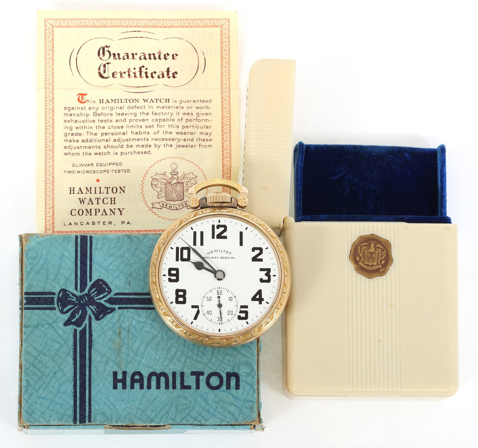 HAMILTON GOLD-FILLED CASE RAILWAY SPECIAL POCKET WATCH: HAMILTON GOLD-FILLED CASE RAILWAY SPECIAL POCKET WATCH Men's Hamilton gold-filled case open face pocket watch: "Railway Special" model Arabic numerals Movement/Serial