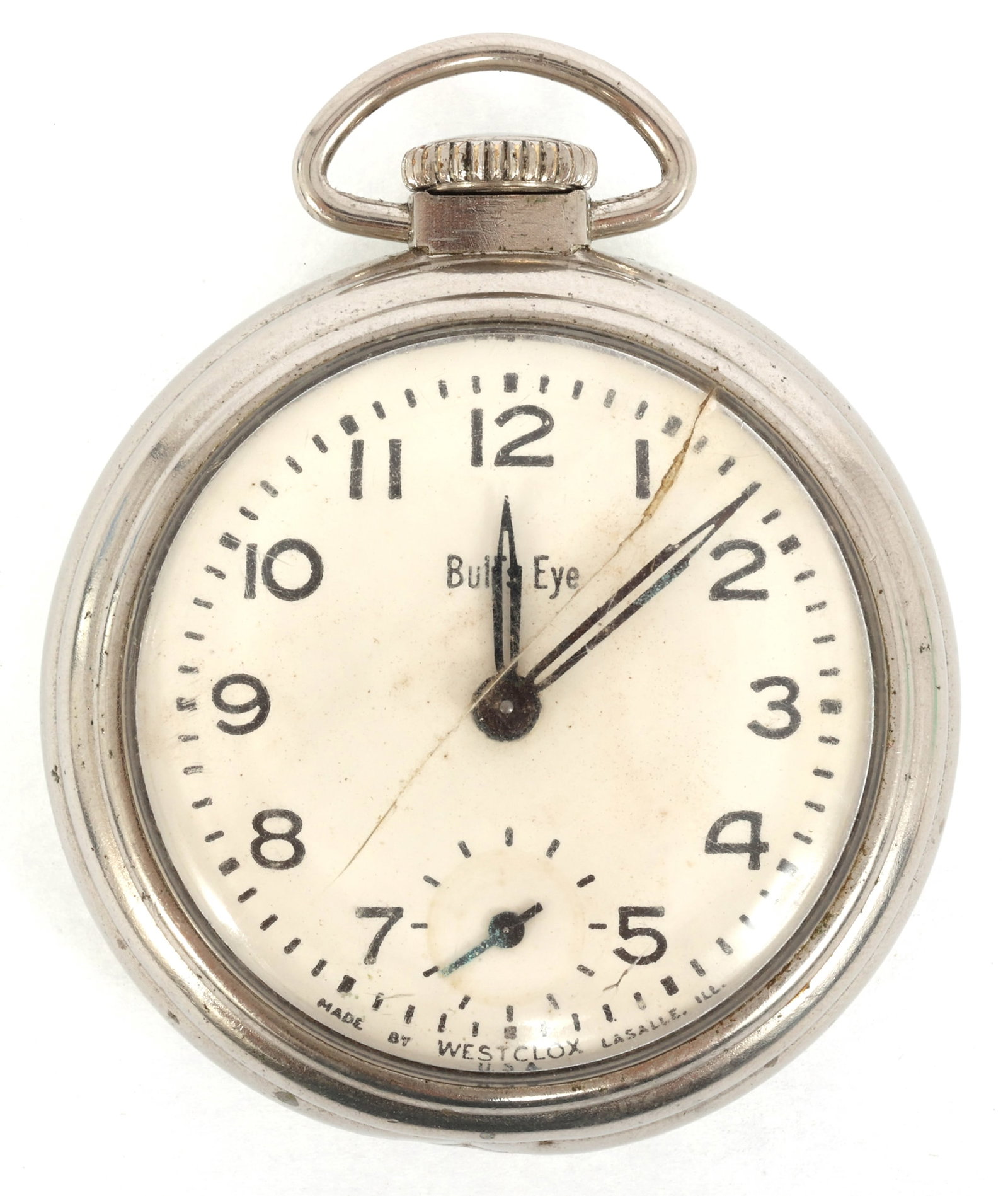 WESTCLOX BULL'S EYE NICKEL CASE POCKET WATCH (1 of 5)