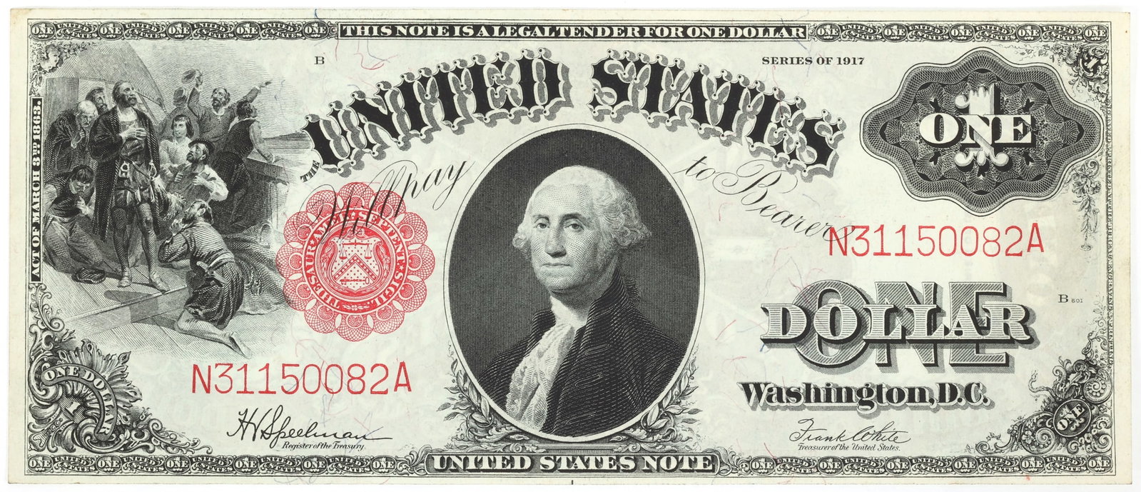 1917 US $1 RED SEAL LARGE NOTE AU: 1917 US $1 RED SEAL LARGE NOTE AU 1917 United States $1 red seal large note, AU. IMPORTANT NOTE - PLEASE READ: REGARDING OUR IN-HOUSE SHIPPING & INVOICING Shipping: Auctioneers no longer have