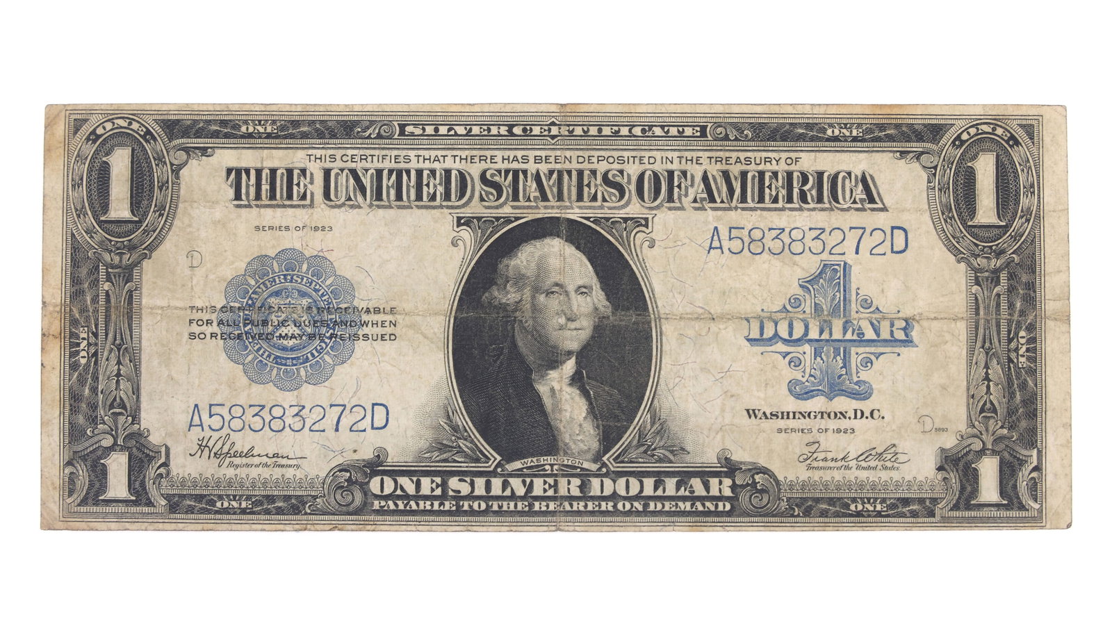 1923 US $1 BLUE SEAL SILVER CERTIFICATE "HORSE BLANKET" (1 of 2)