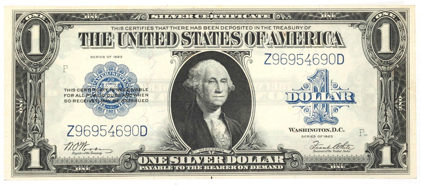 1923 US $1 BLUE SEAL SILVER CERTIFICATE LARGE NOTE AU (1 of 2)