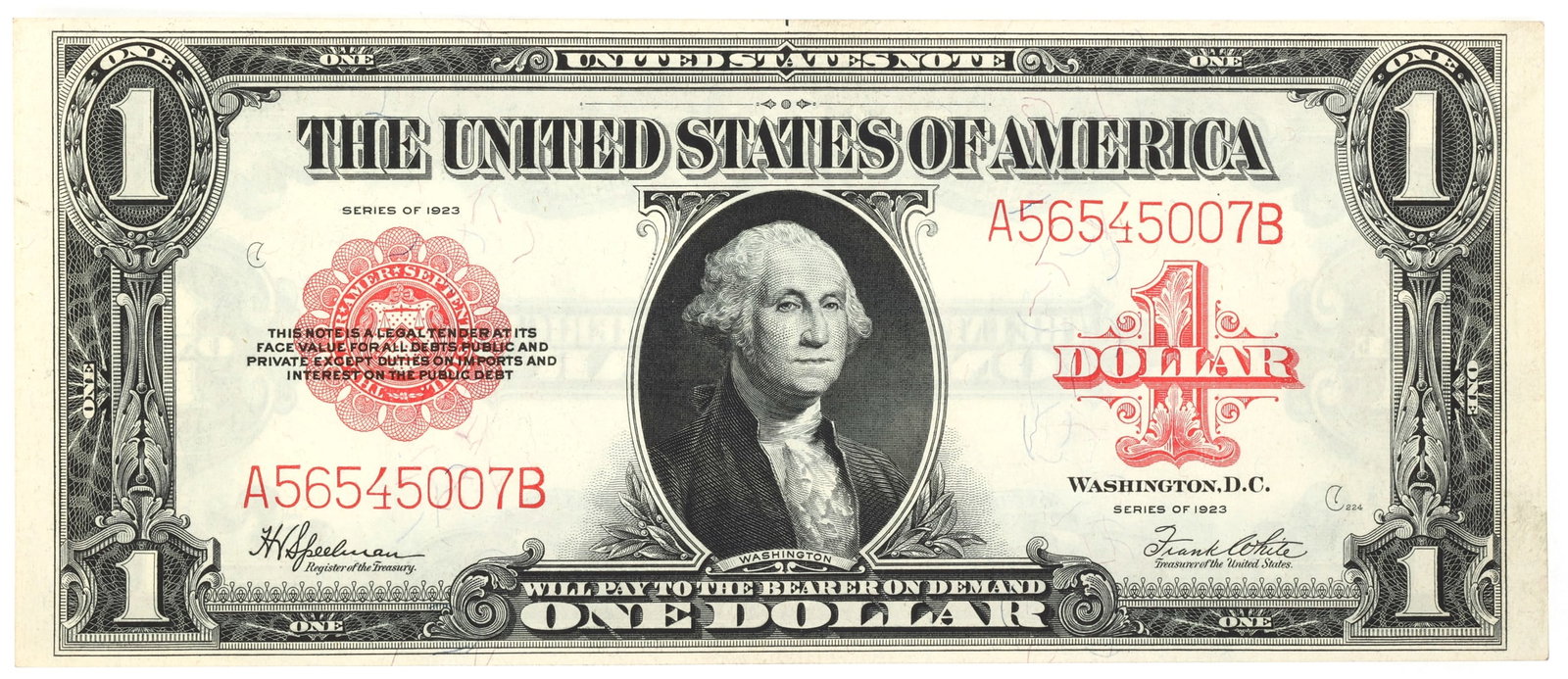 1923 US $1 RED SEAL HORSE BLANKET LARGE NOTE AU (1 of 2)