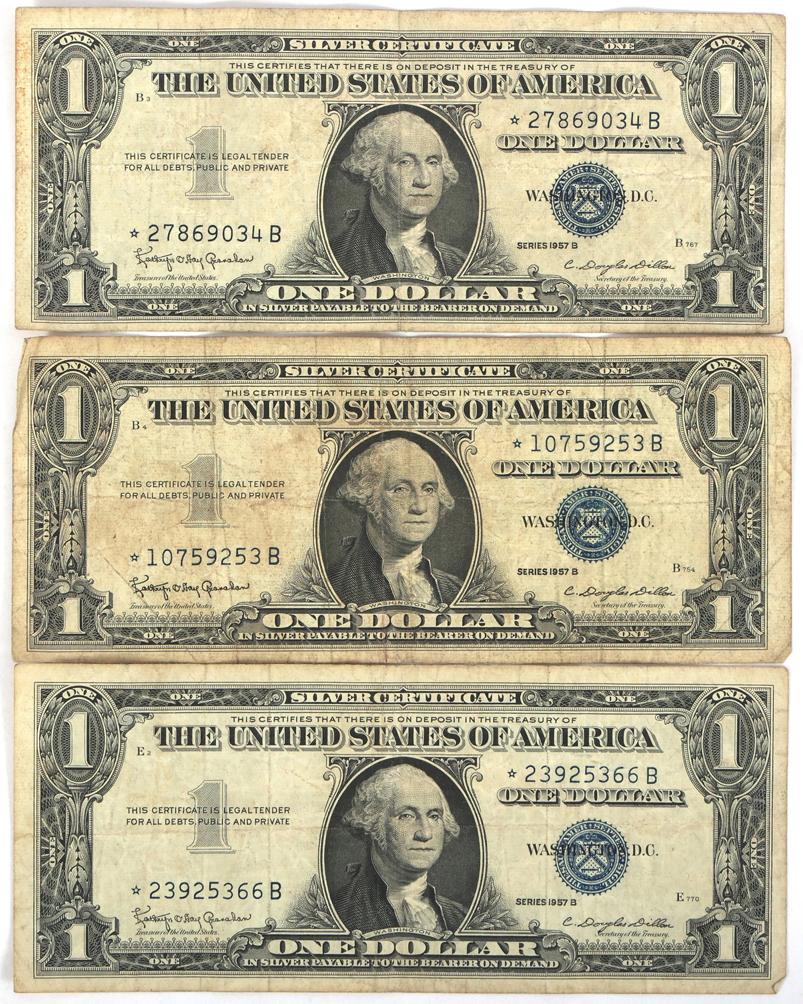 1957 US $1 BLUE SEAL SILVER CERTIFICATE STAR NOTES (1 of 2)