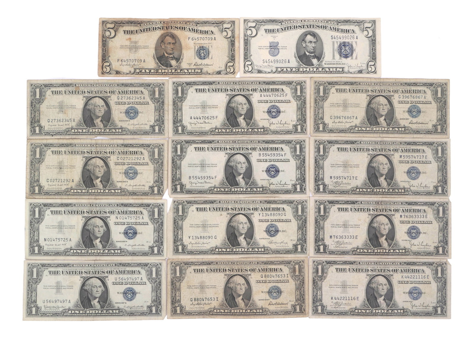 1934-1957 US $1 & $5 SILVER CERTIFICATES - SMALL SIZE (1 of 2)