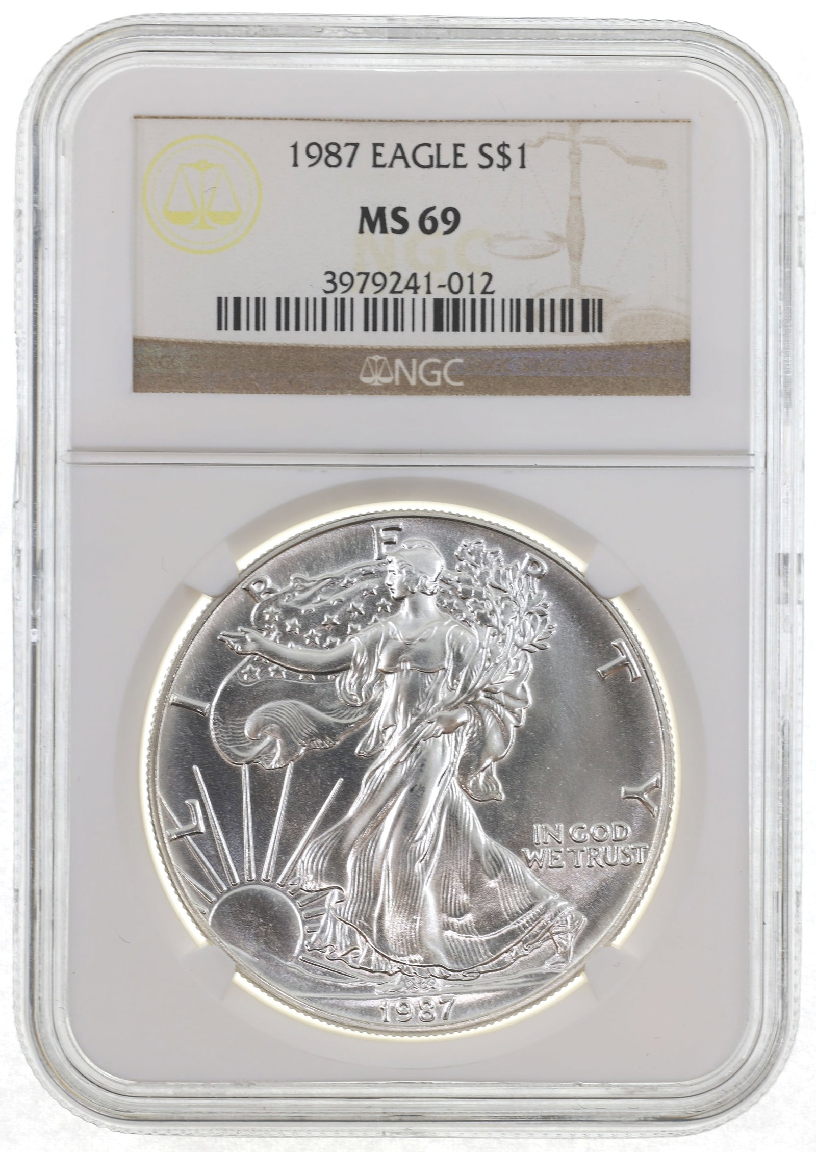 1987 US SILVER EAGLE $1 COIN NGC MS69 (1 of 2)