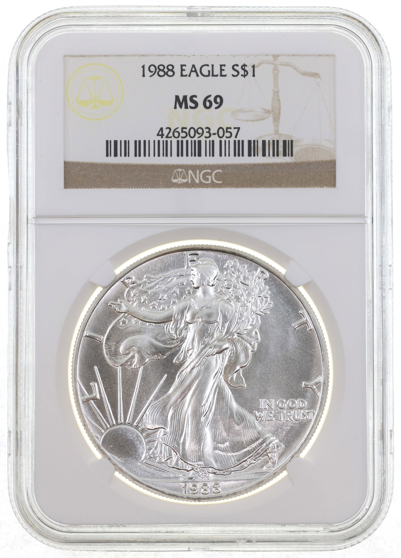 1988 US SILVER EAGLE $1 COIN NGC MS69 (1 of 2)