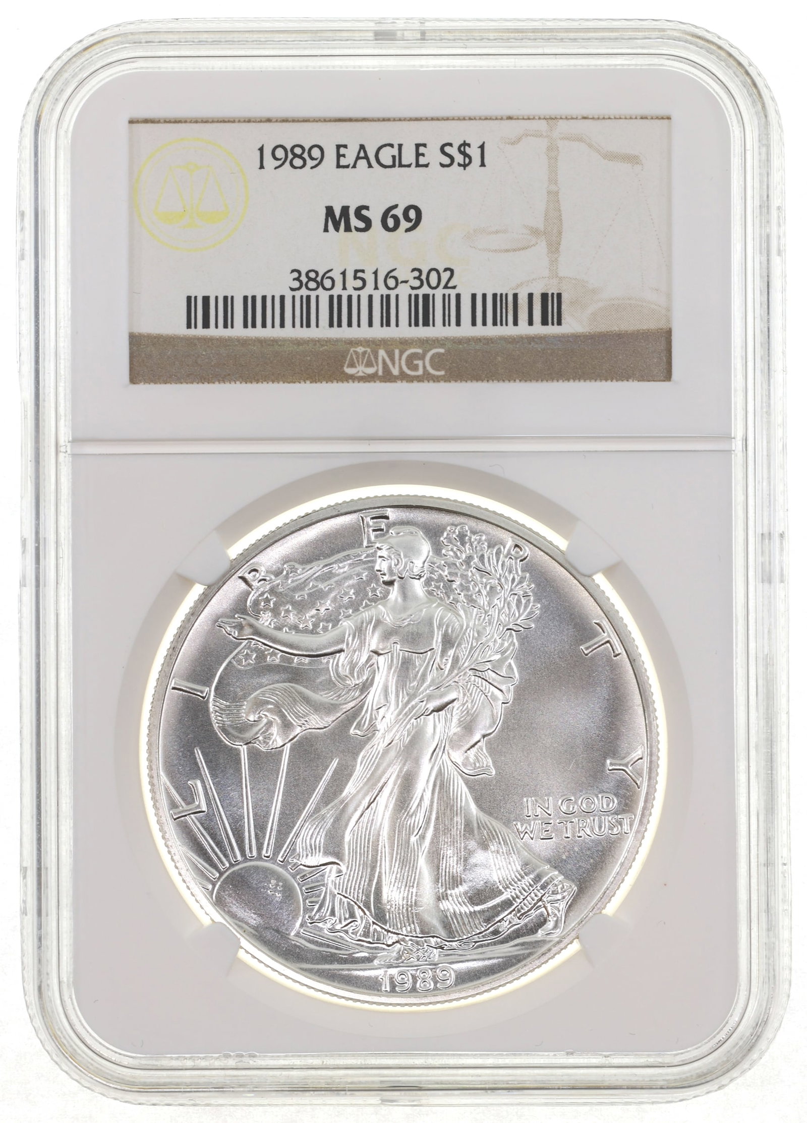 1989 US SILVER EAGLE $1 COIN NGC MS69 (1 of 2)