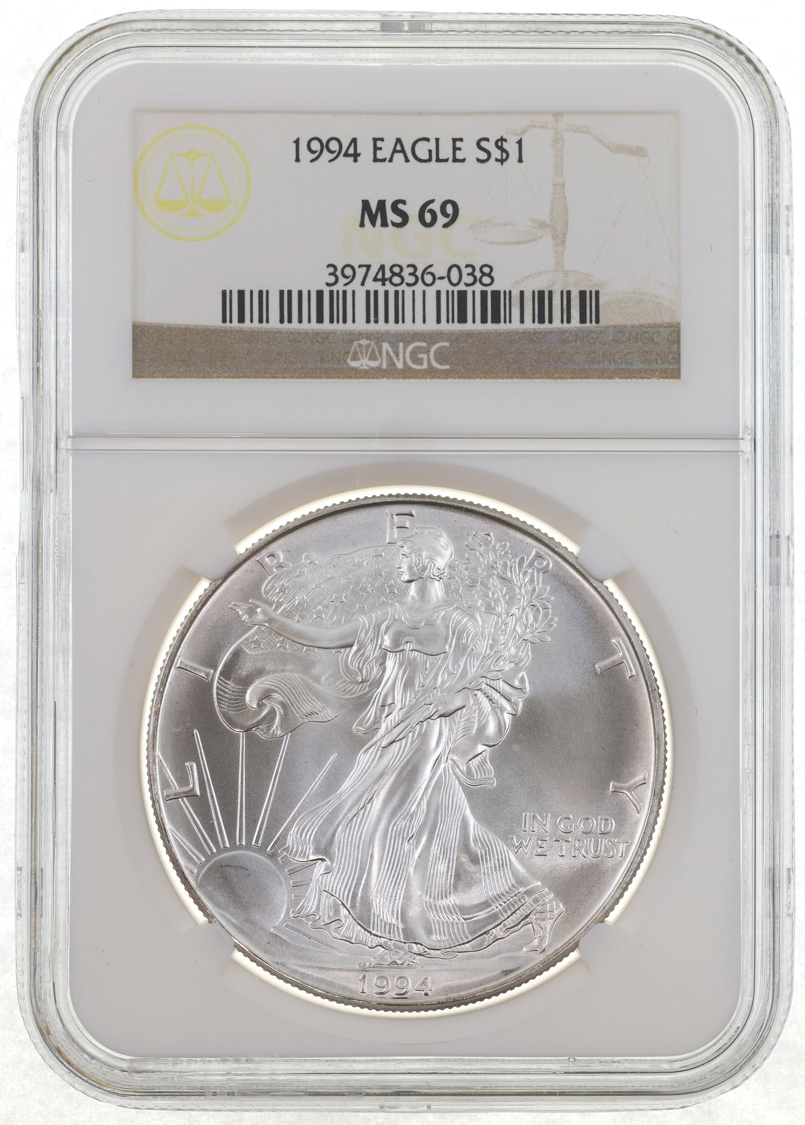 1994 US SILVER EAGLE $1 COIN NGC MS69 (1 of 2)