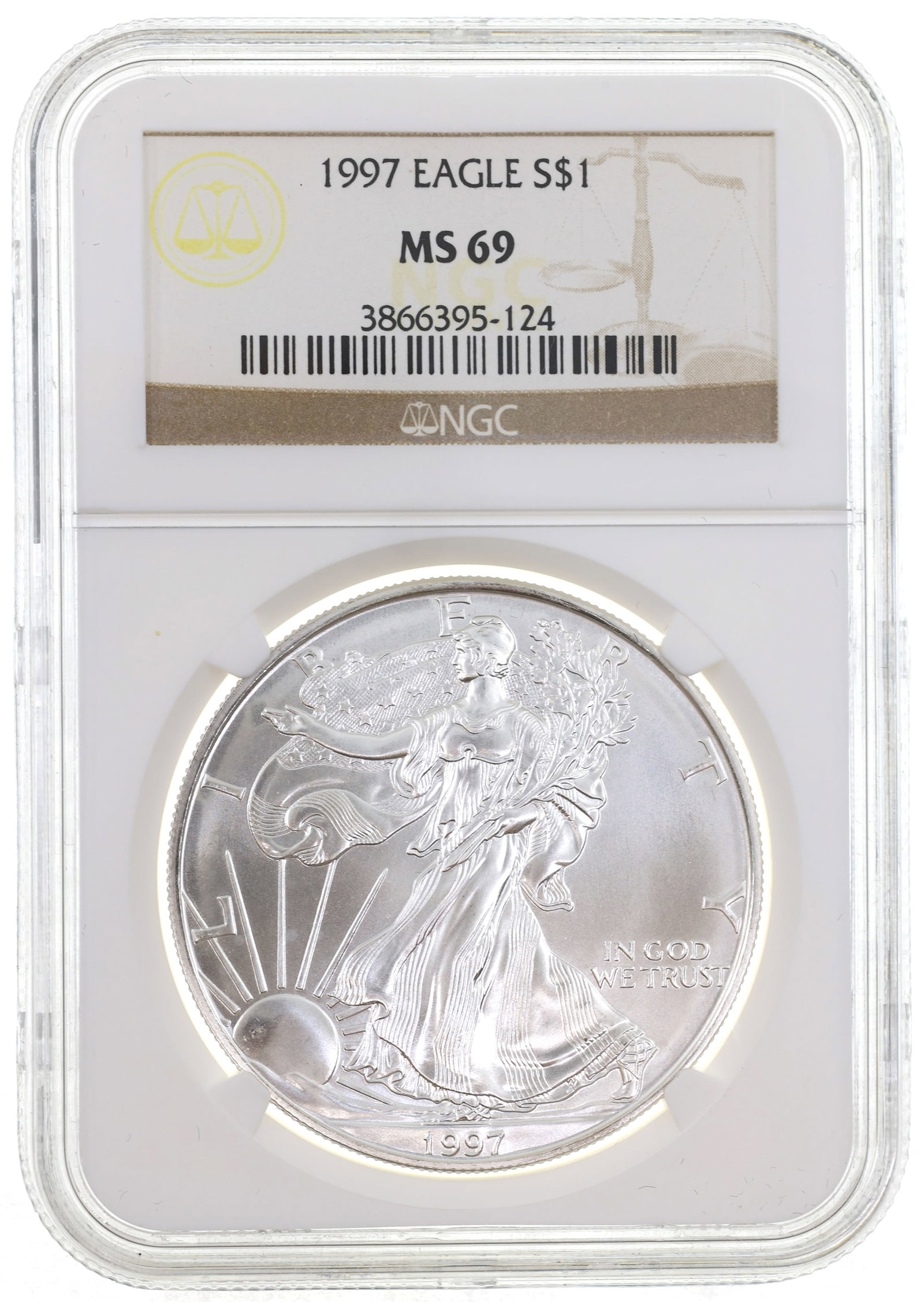 1997 US SILVER EAGLE $1 COIN NGC MS69 (1 of 2)