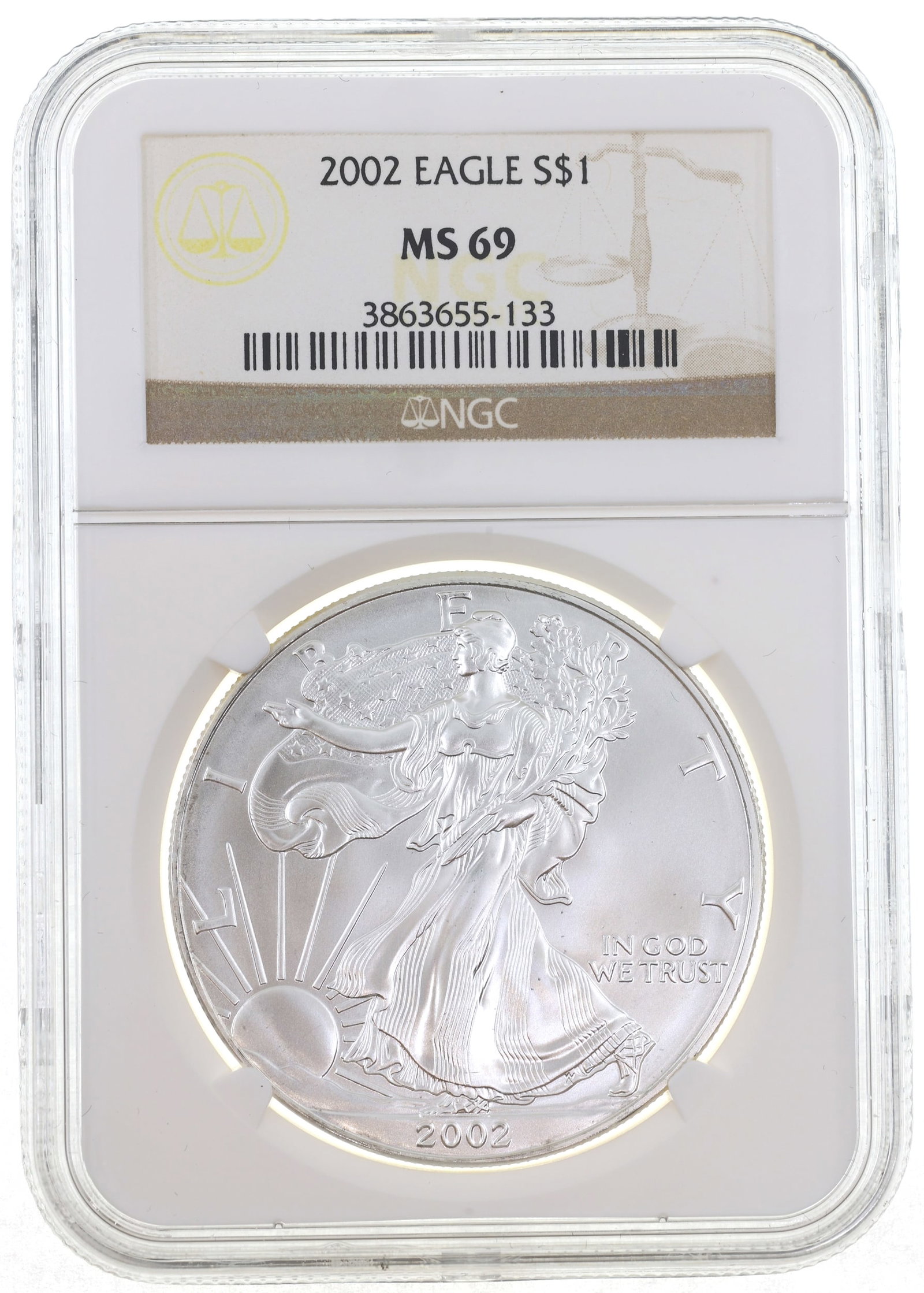2002 US SILVER EAGLE $1 COIN NGC MS69 (1 of 2)